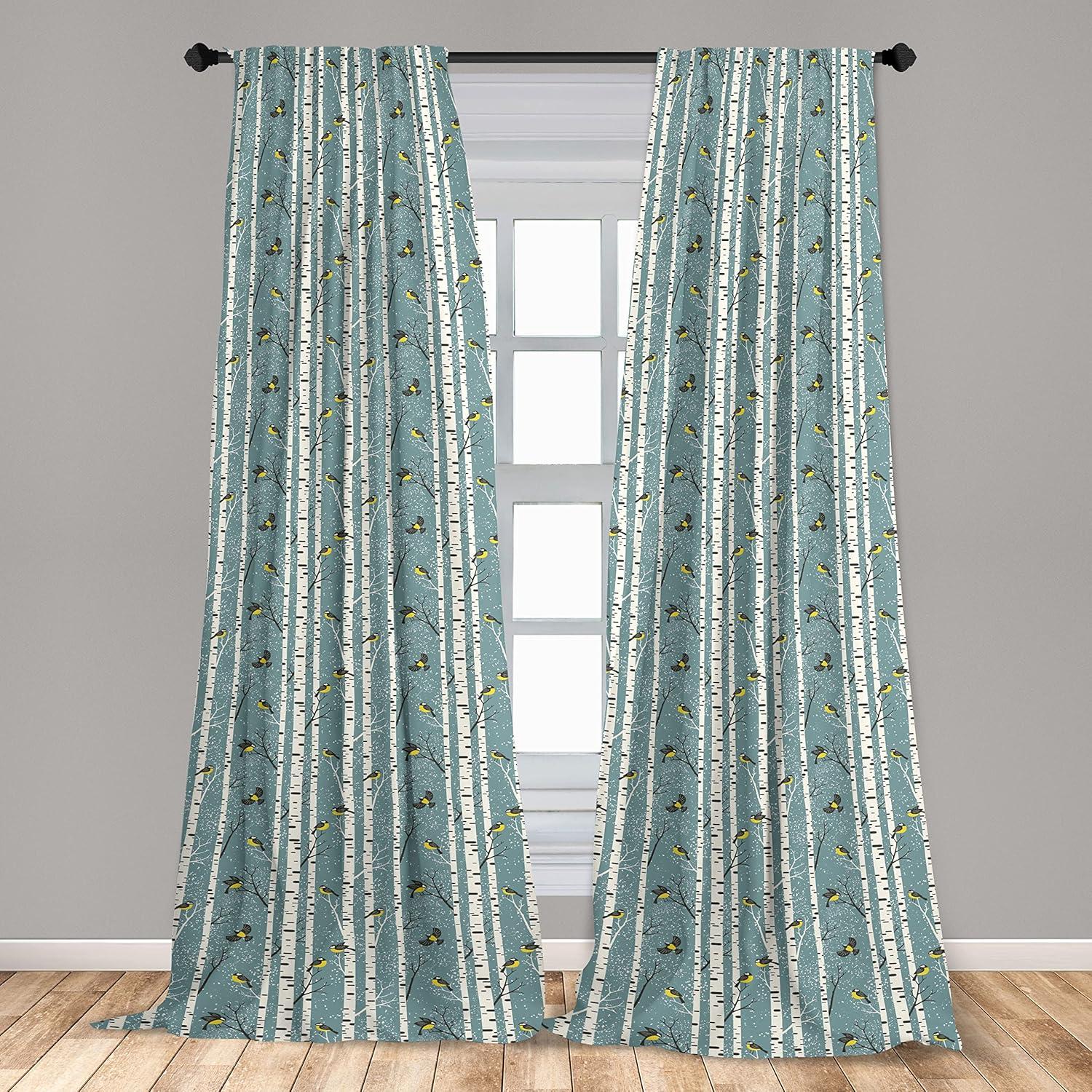 imageAmbesonne Giraffe Curtains Animal Print with African Tree Cartoon Concept Nature Art on Neutral Stripes Window Treatments 2 Panel Set for Living Room Bedroom Pair of 28 x 63 Green Camel TanCadet Blue Yellow and Grey