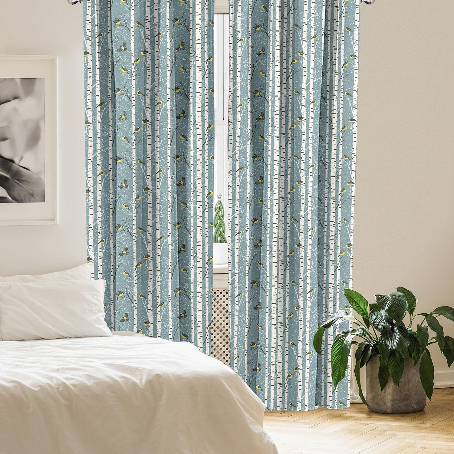imageAmbesonne Giraffe Curtains Animal Print with African Tree Cartoon Concept Nature Art on Neutral Stripes Window Treatments 2 Panel Set for Living Room Bedroom Pair of 28 x 63 Green Camel TanCadet Blue Yellow and Grey