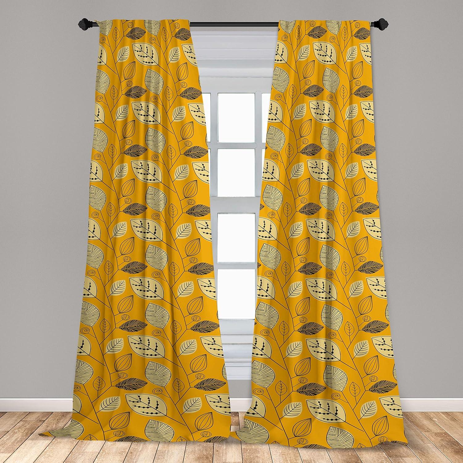 imageAmbesonne Giraffe Curtains Animal Print with African Tree Cartoon Concept Nature Art on Neutral Stripes Window Treatments 2 Panel Set for Living Room Bedroom Pair of 28 x 63 Green Camel TanMarigold Black and Beige