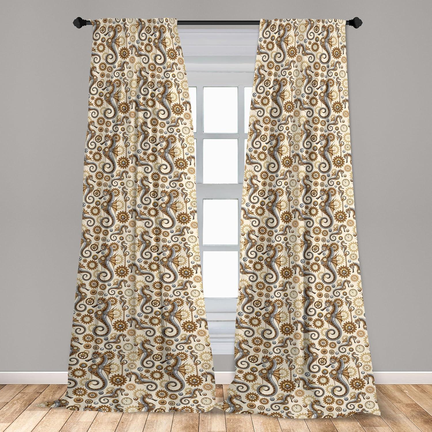 imageAmbesonne Giraffe Curtains Animal Print with African Tree Cartoon Concept Nature Art on Neutral Stripes Window Treatments 2 Panel Set for Living Room Bedroom Pair of 28 x 63 Green Camel TanPale Brown Grey and Cream