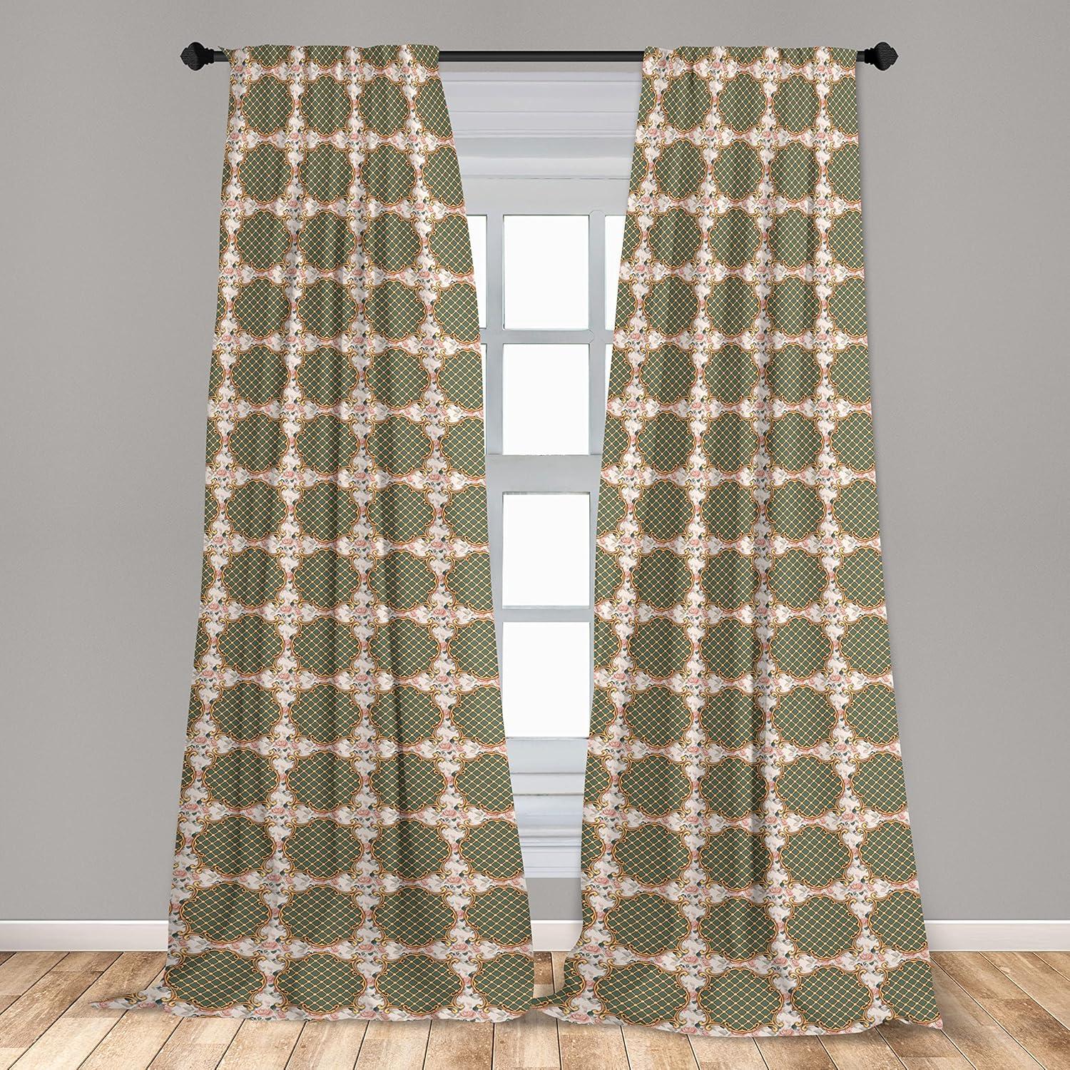 imageAmbesonne Giraffe Curtains Animal Print with African Tree Cartoon Concept Nature Art on Neutral Stripes Window Treatments 2 Panel Set for Living Room Bedroom Pair of 28 x 63 Green Camel TanPeacock Green Mustard