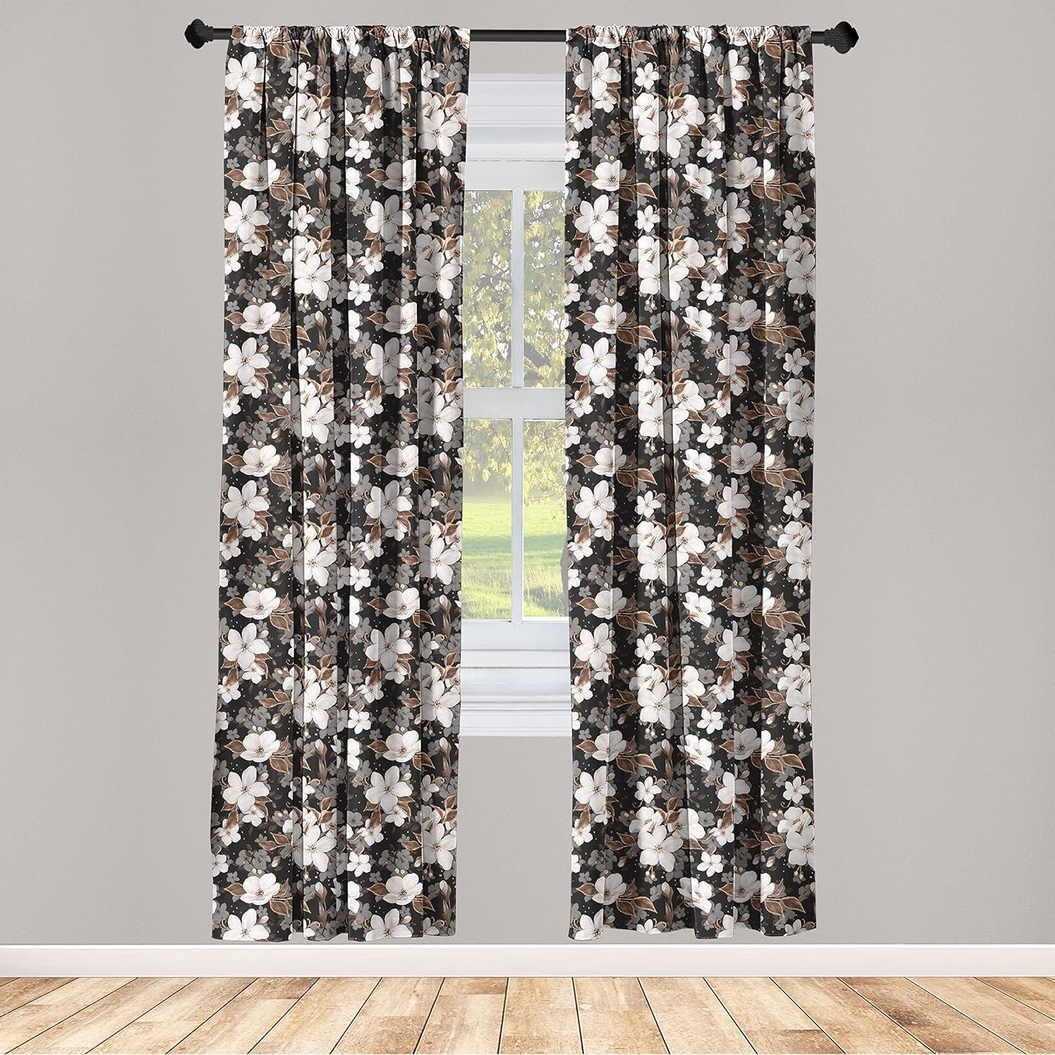 imageAmbesonne Giraffe Curtains Animal Print with African Tree Cartoon Concept Nature Art on Neutral Stripes Window Treatments 2 Panel Set for Living Room Bedroom Pair of 28 x 63 Green Camel TanCharcoal Grey and Umber