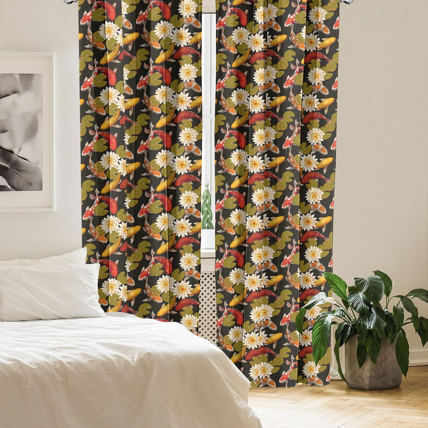 imageAmbesonne Giraffe Curtains Animal Print with African Tree Cartoon Concept Nature Art on Neutral Stripes Window Treatments 2 Panel Set for Living Room Bedroom Pair of 28 x 63 Green Camel TanOrange Fawn and Dark Grey