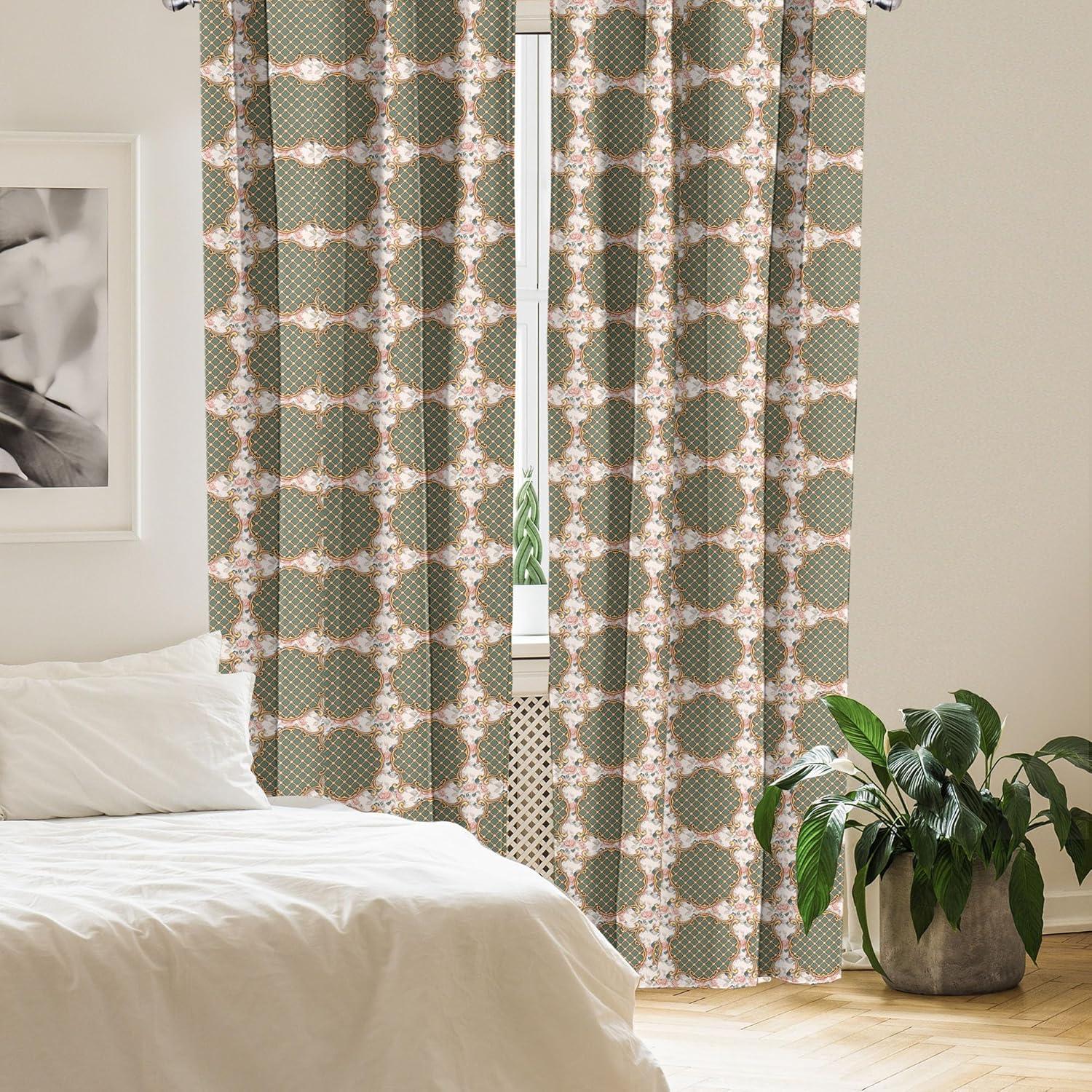 imageAmbesonne Giraffe Curtains Animal Print with African Tree Cartoon Concept Nature Art on Neutral Stripes Window Treatments 2 Panel Set for Living Room Bedroom Pair of 28 x 63 Green Camel TanPeacock Green Mustard