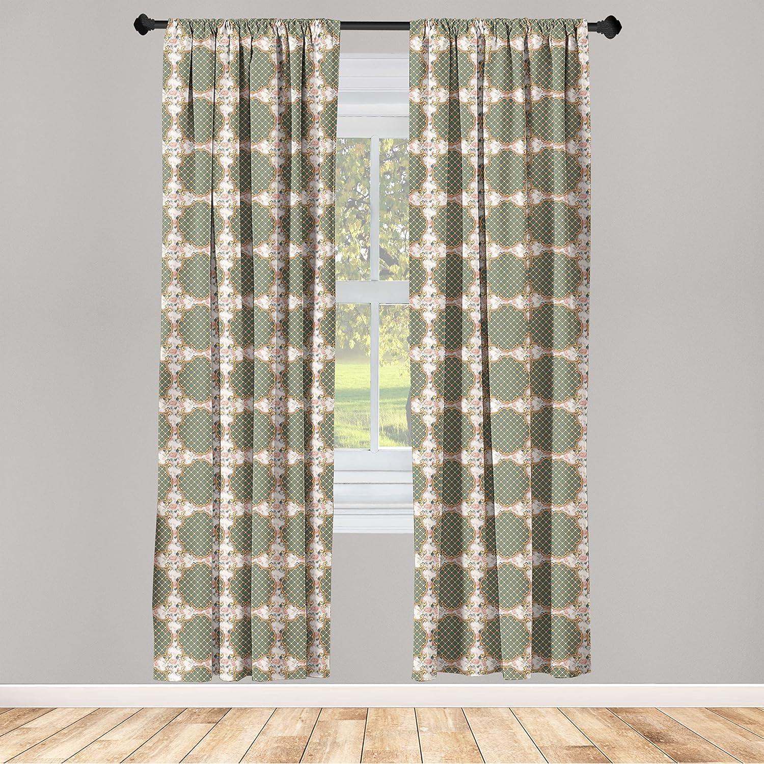 imageAmbesonne Giraffe Curtains Animal Print with African Tree Cartoon Concept Nature Art on Neutral Stripes Window Treatments 2 Panel Set for Living Room Bedroom Pair of 28 x 63 Green Camel TanPeacock Green Mustard