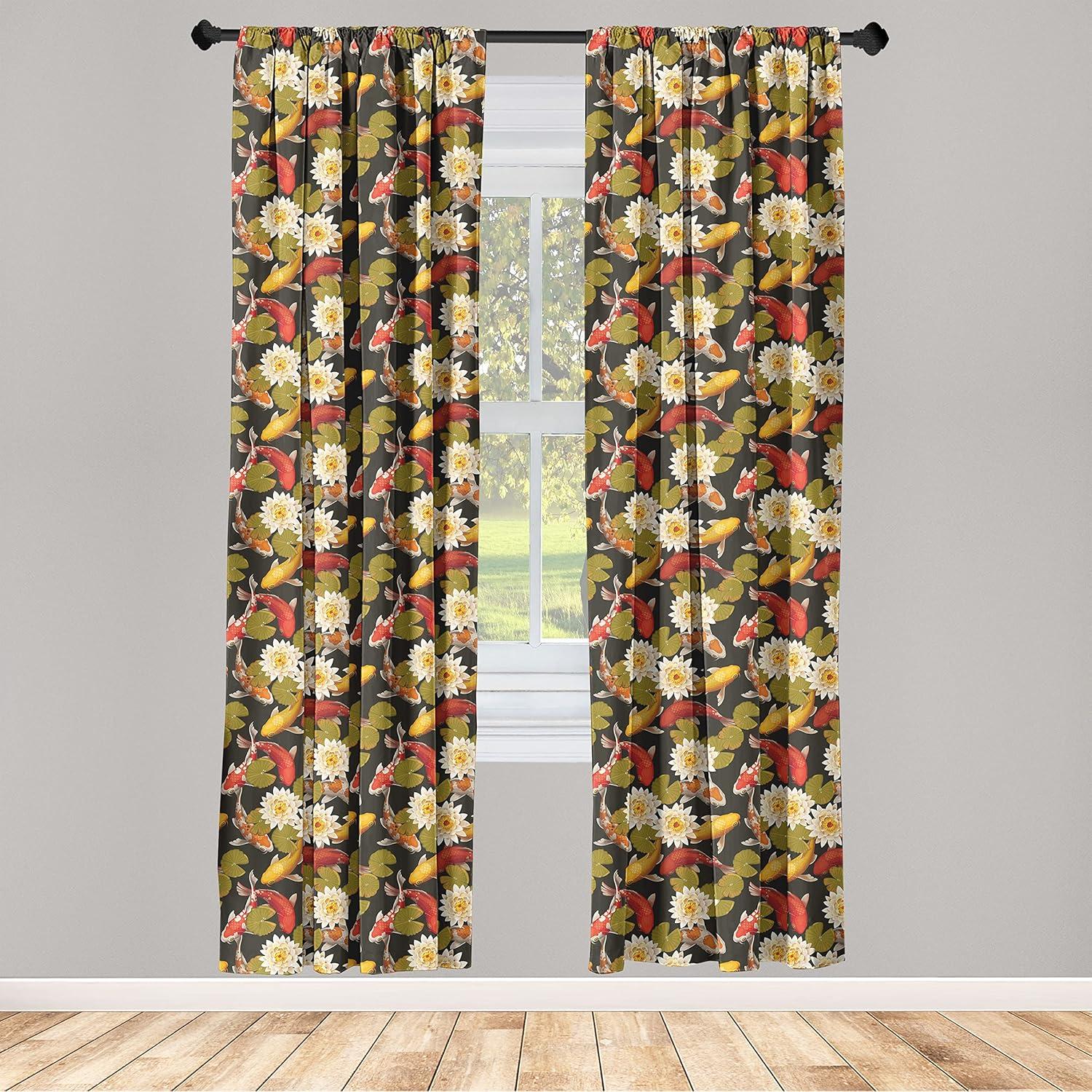 imageAmbesonne Giraffe Curtains Animal Print with African Tree Cartoon Concept Nature Art on Neutral Stripes Window Treatments 2 Panel Set for Living Room Bedroom Pair of 28 x 63 Green Camel TanOrange Fawn and Dark Grey