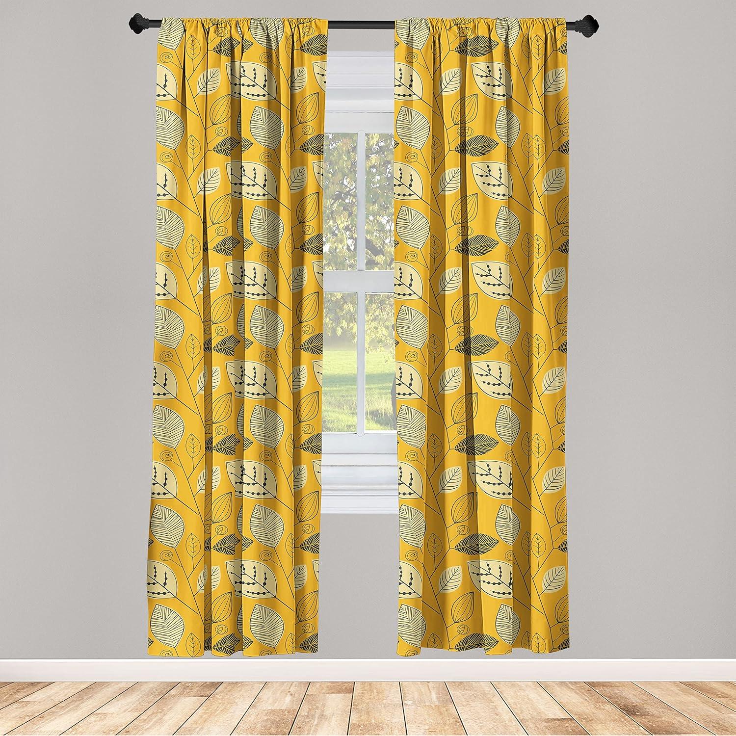 imageAmbesonne Giraffe Curtains Animal Print with African Tree Cartoon Concept Nature Art on Neutral Stripes Window Treatments 2 Panel Set for Living Room Bedroom Pair of 28 x 63 Green Camel TanMarigold Black and Beige
