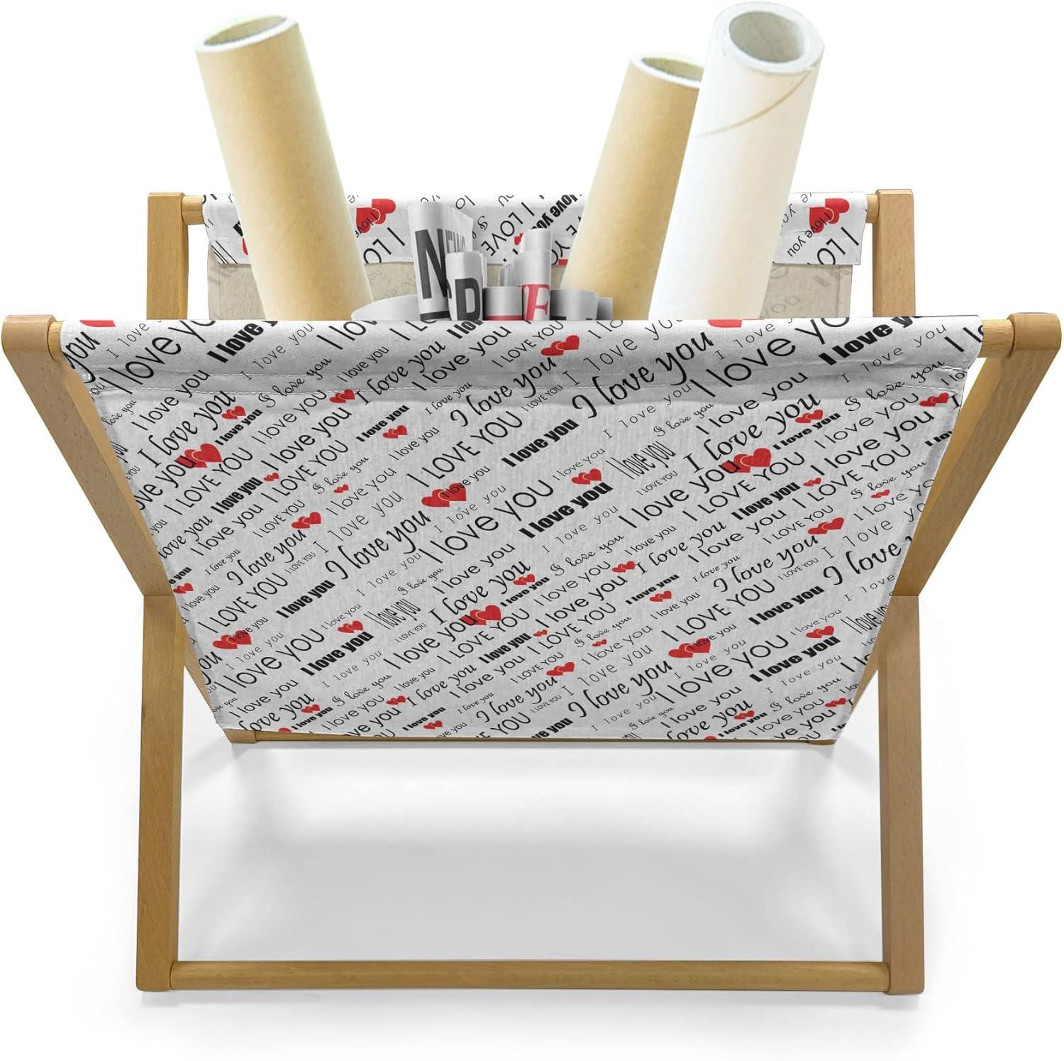 imageAmbesonne I Love You Magazine and Book Holder Romance Pattern with Heart Forms and Love Words Valentines Couples Theme Floor Rack Decor for Interior of Home amp Office 22 x 19 Magenta Dark GreyRed White Black