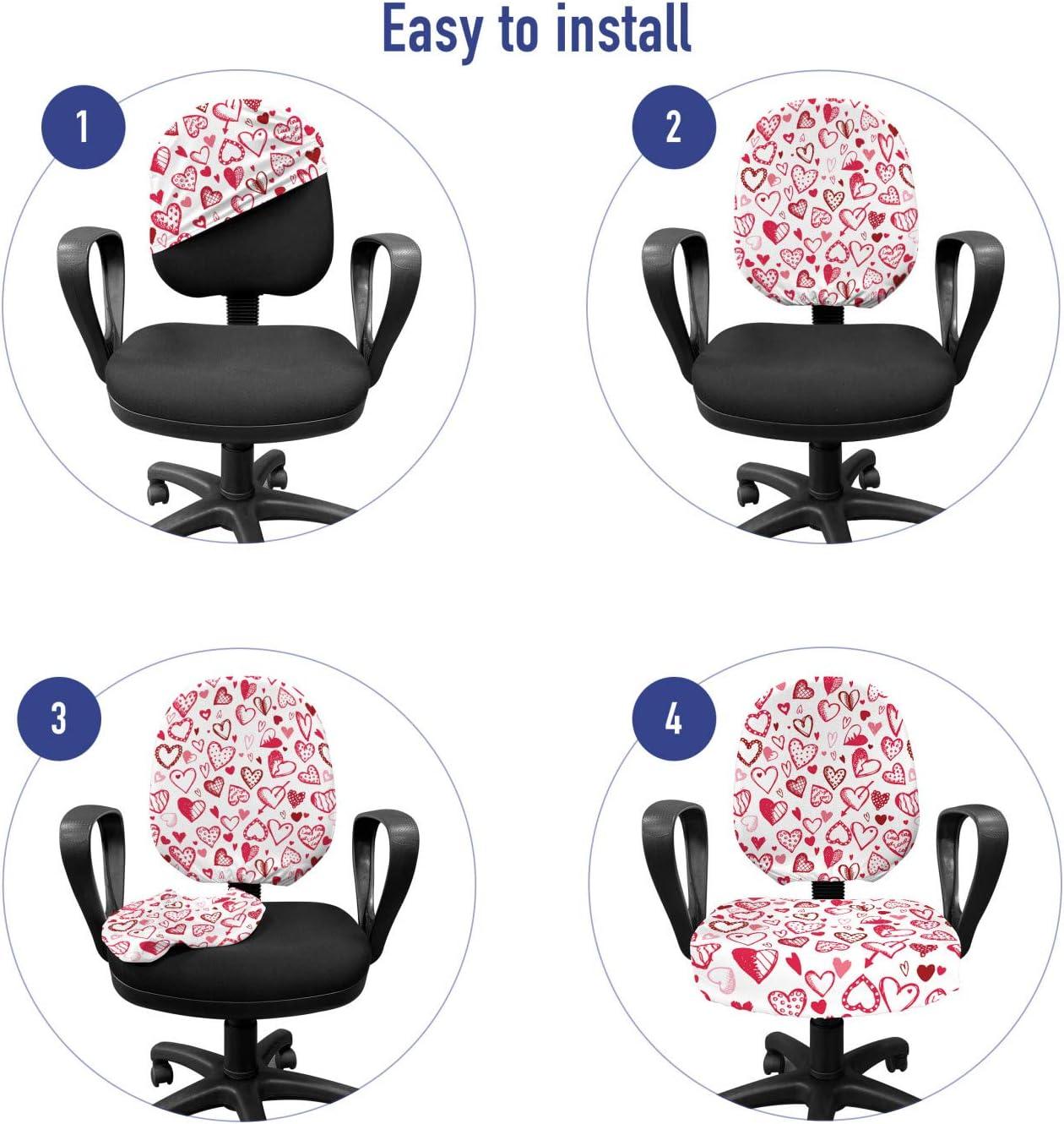imageAmbesonne Love Office Chair Cover Valentine Hearts Gatherings Engagement Honeymoon Arrow Doodle Style Print Stretchable Decorative Universal Size High Back Printed Slipcover Magenta Ruby WhiteMagenta Ruby White