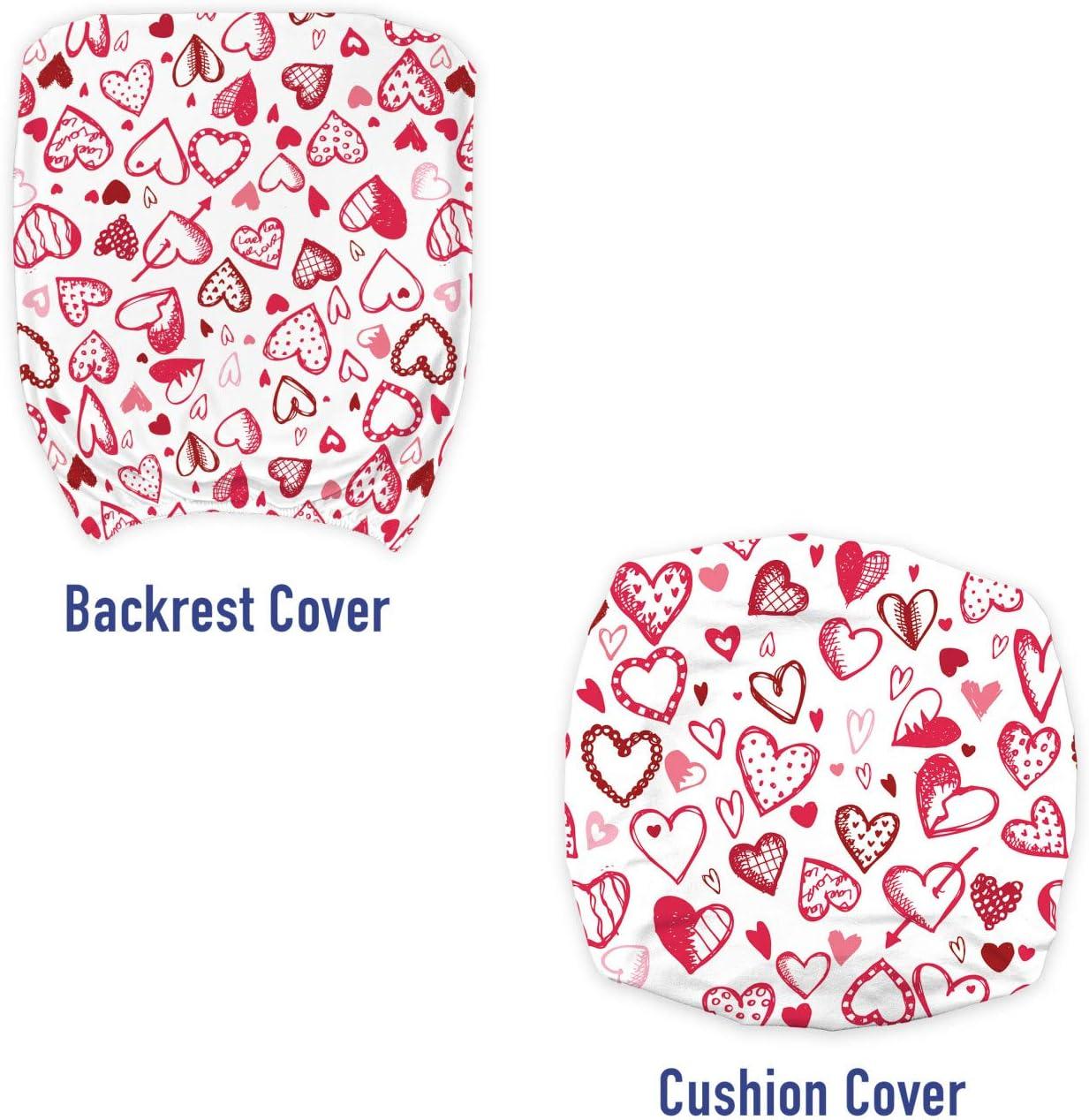 imageAmbesonne Love Office Chair Cover Valentine Hearts Gatherings Engagement Honeymoon Arrow Doodle Style Print Stretchable Decorative Universal Size High Back Printed Slipcover Magenta Ruby WhiteMagenta Ruby White