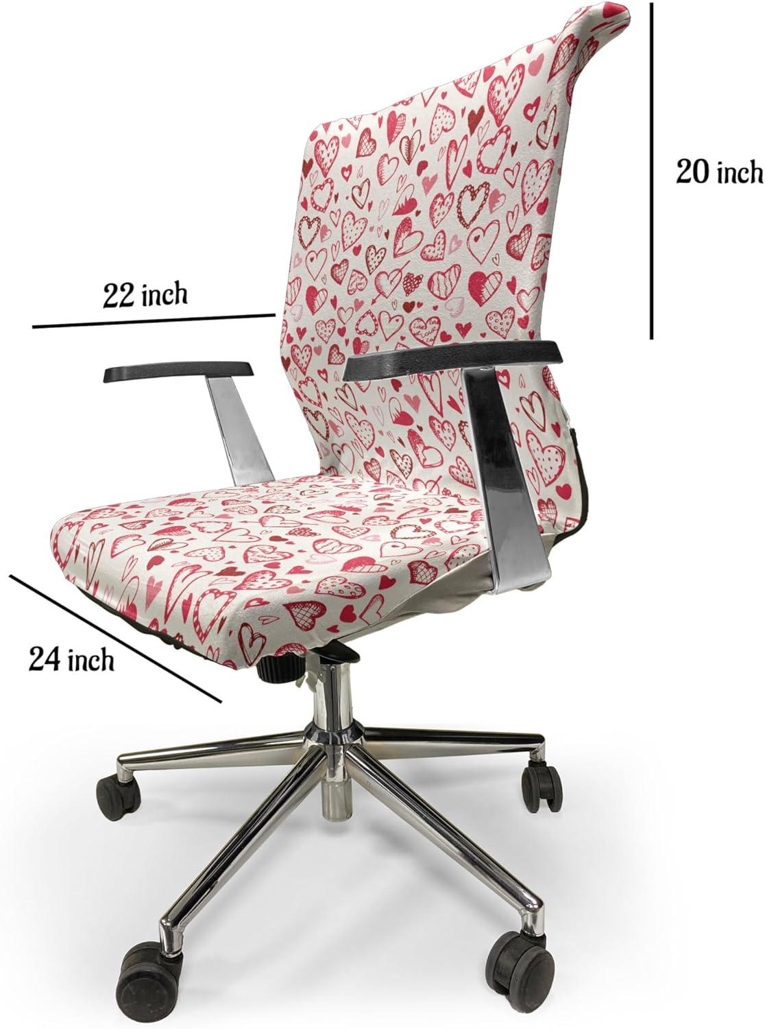 imageAmbesonne Love Office Chair Cover Valentine Hearts Gatherings Engagement Honeymoon Arrow Doodle Style Print Stretchable Decorative Universal Size High Back Printed Slipcover Magenta Ruby WhiteMagenta Ruby White