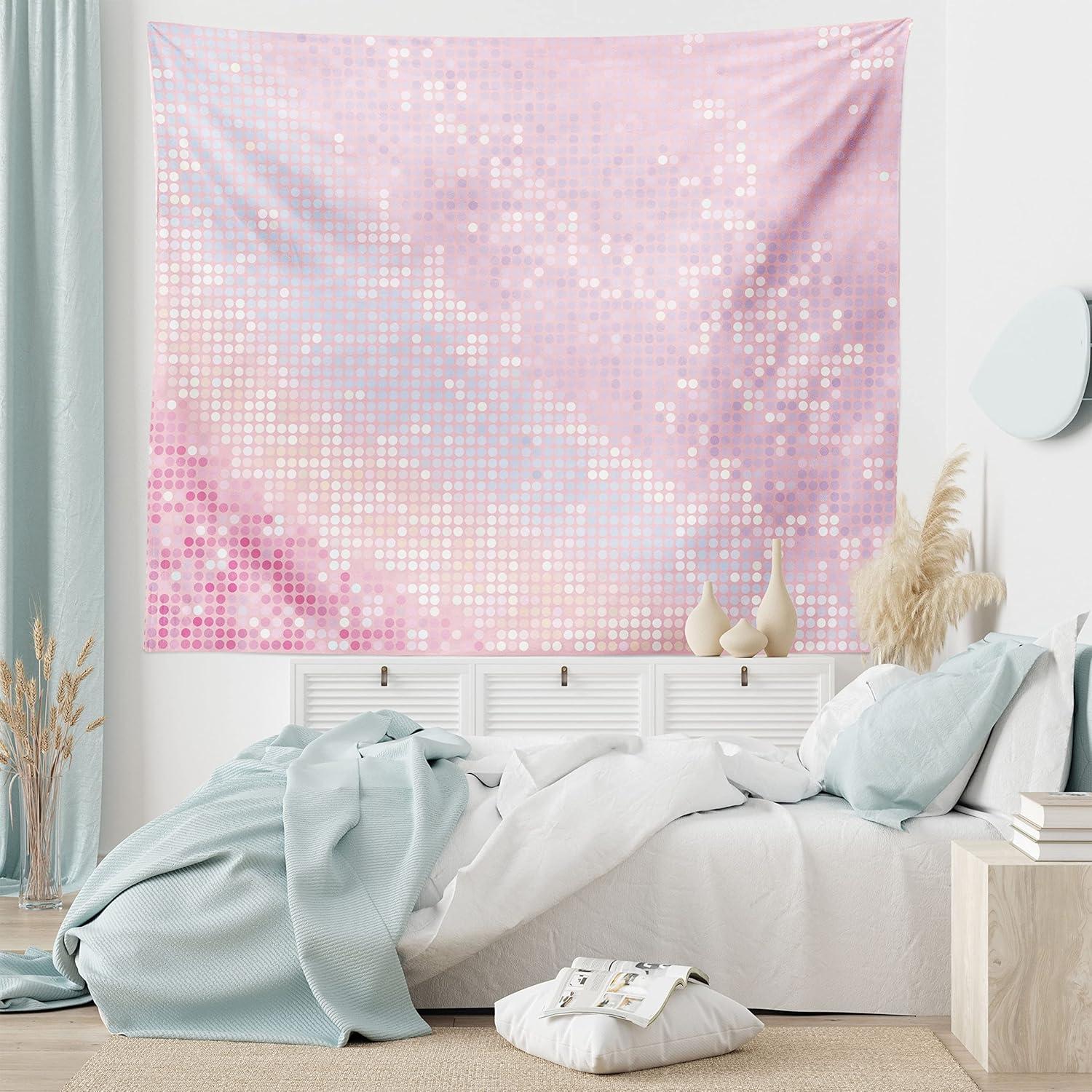 imageAmbesonne Modern Tapestry Abstract Pattern in Pastel and Pale Pink Tones Retro Disco Style Party Theme Art Wide Wall Hanging for Bedroom and Living Room 80 X 60
