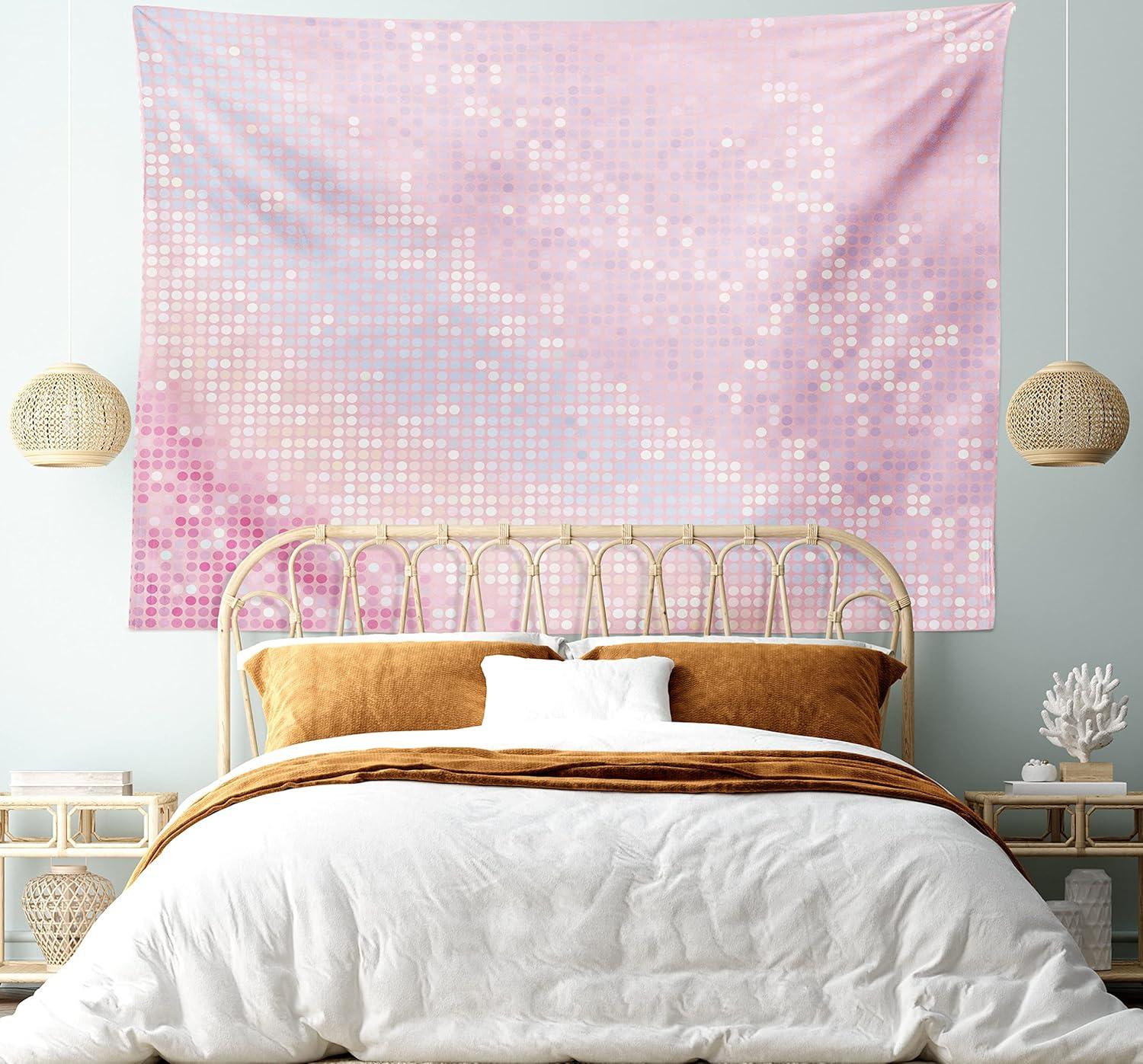 imageAmbesonne Modern Tapestry Abstract Pattern in Pastel and Pale Pink Tones Retro Disco Style Party Theme Art Wide Wall Hanging for Bedroom and Living Room 80 X 60