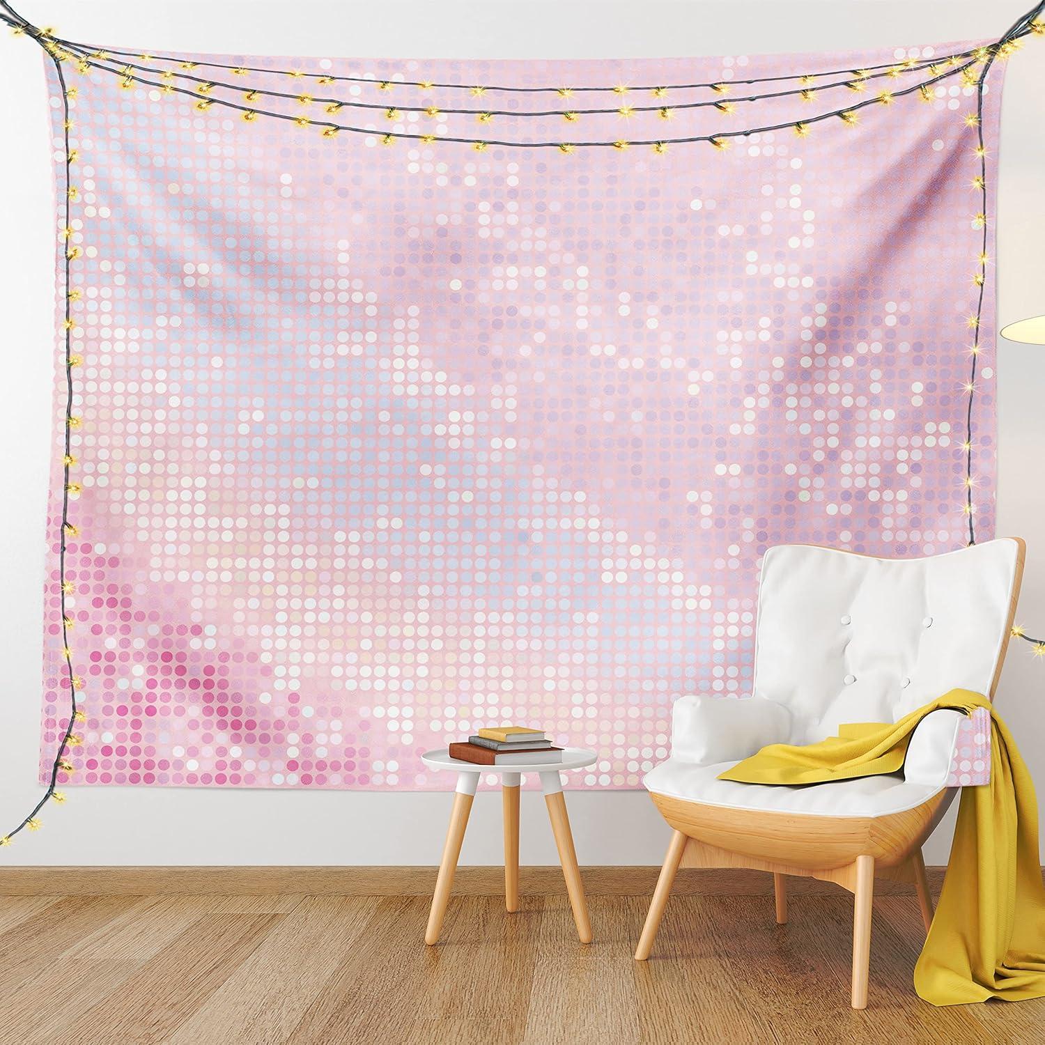imageAmbesonne Modern Tapestry Abstract Pattern in Pastel and Pale Pink Tones Retro Disco Style Party Theme Art Wide Wall Hanging for Bedroom and Living Room 80 X 60