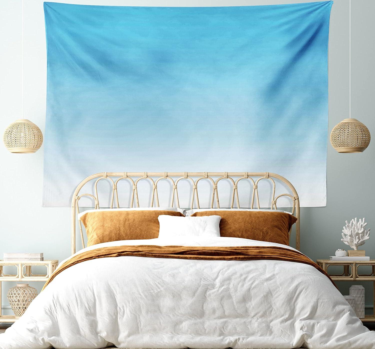 imageAmbesonne Ombre Tapestry Skyscapee in the Spring View Tropical Blue Inspired Vivid Colored Modern Design Print Wide Wall Hanging for Bedroom Living Room Dorm 80 X 60 Blue White