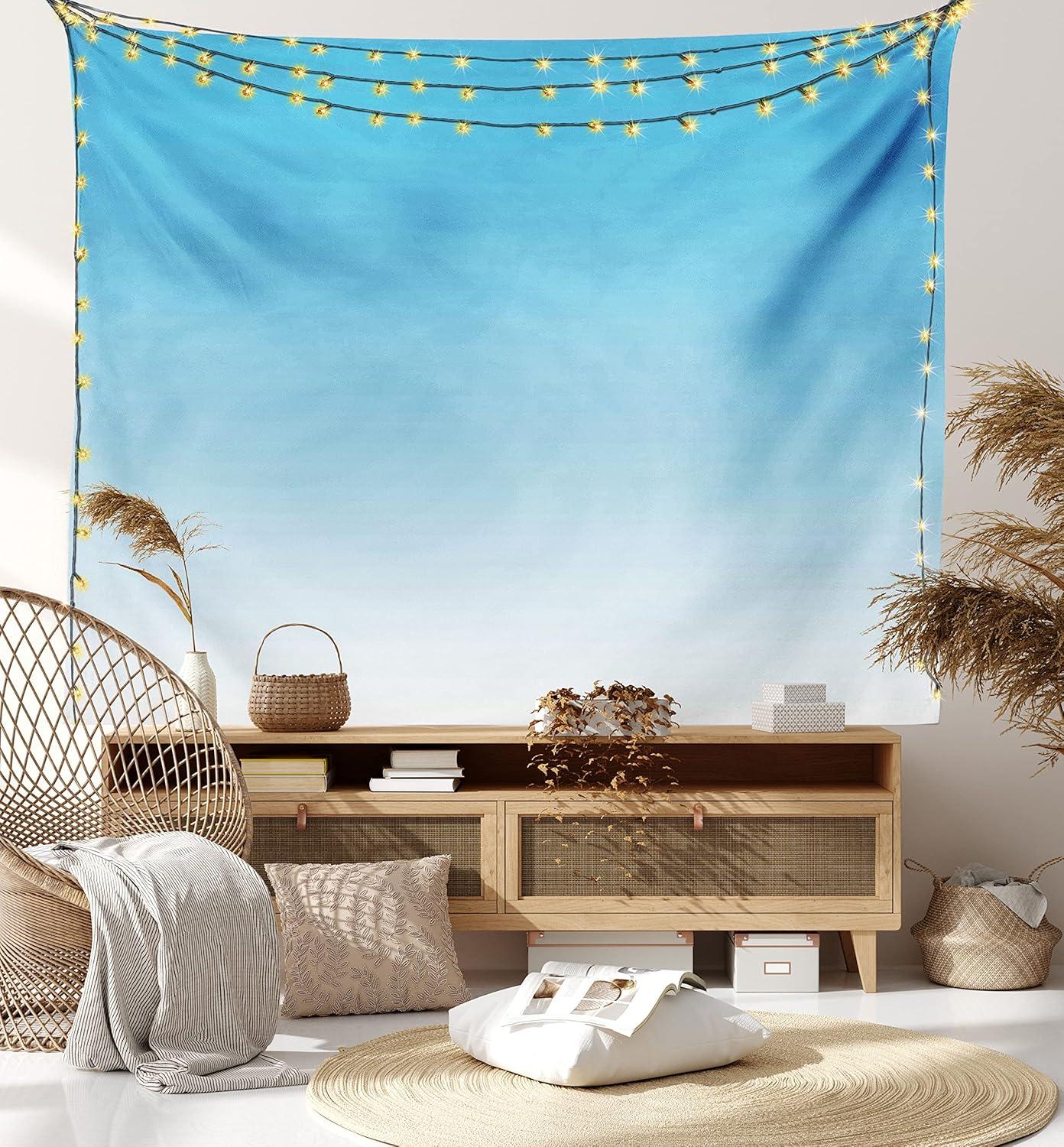 imageAmbesonne Ombre Tapestry Skyscapee in the Spring View Tropical Blue Inspired Vivid Colored Modern Design Print Wide Wall Hanging for Bedroom Living Room Dorm 80 X 60 Blue White