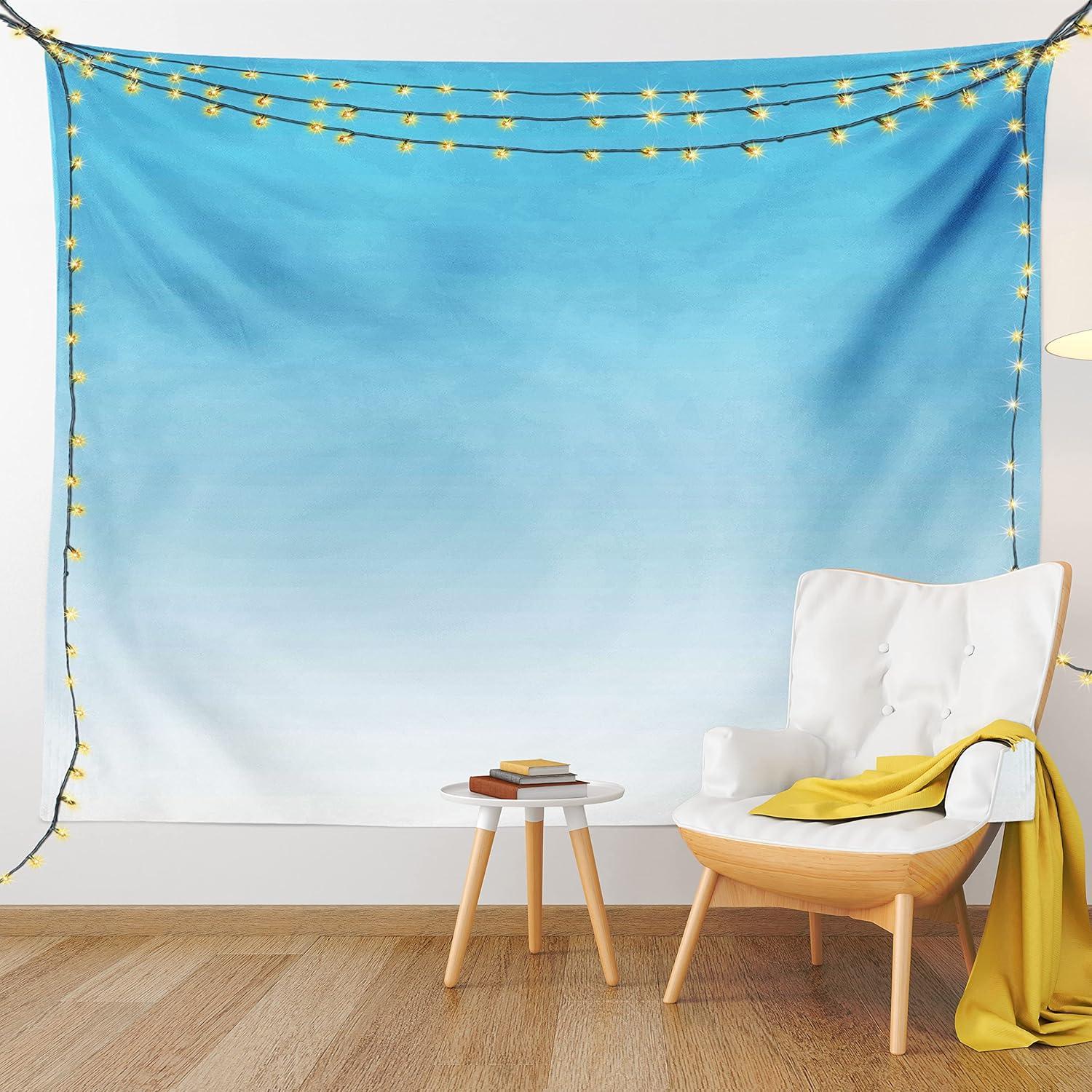 imageAmbesonne Ombre Tapestry Skyscapee in the Spring View Tropical Blue Inspired Vivid Colored Modern Design Print Wide Wall Hanging for Bedroom Living Room Dorm 80 X 60 Blue White