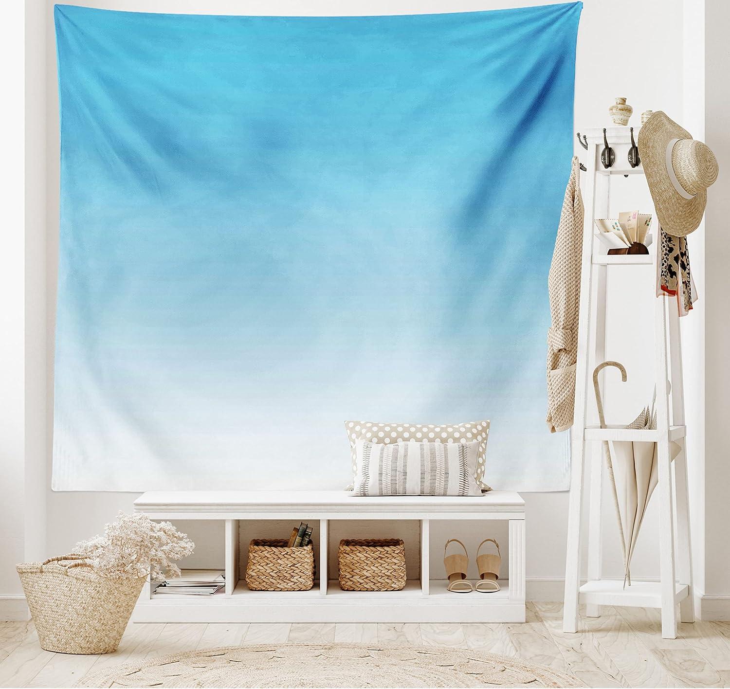 imageAmbesonne Ombre Tapestry Skyscapee in the Spring View Tropical Blue Inspired Vivid Colored Modern Design Print Wide Wall Hanging for Bedroom Living Room Dorm 80 X 60 Blue White