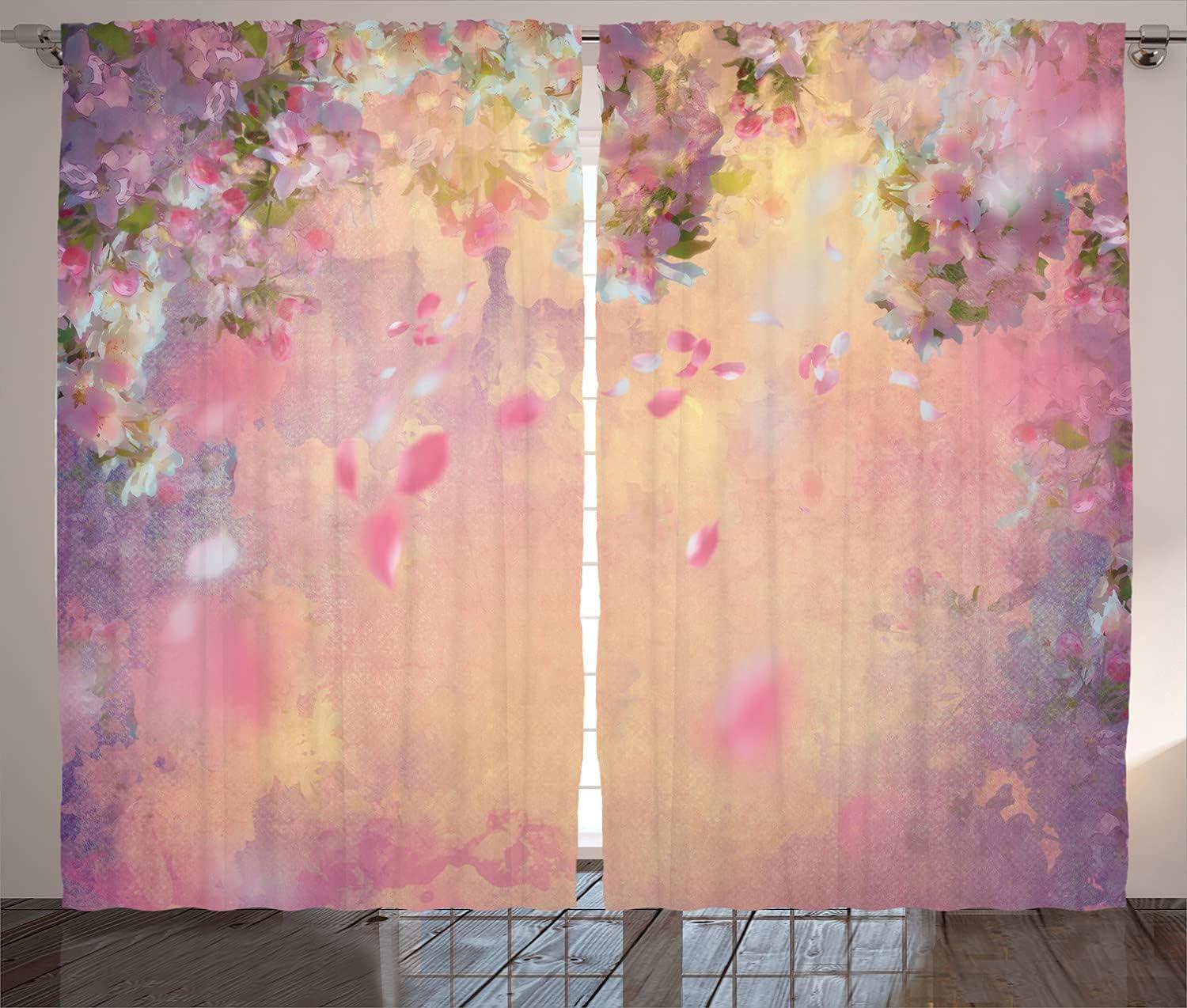 imageAmbesonne Rustic Curtains Stone Wall of Dated Closed Barn Gothic Medieval European Urban City Town Scenery Living Room Bedroom Window Drapes 2 Panel Set 108 X 90 Grey BluePink Green