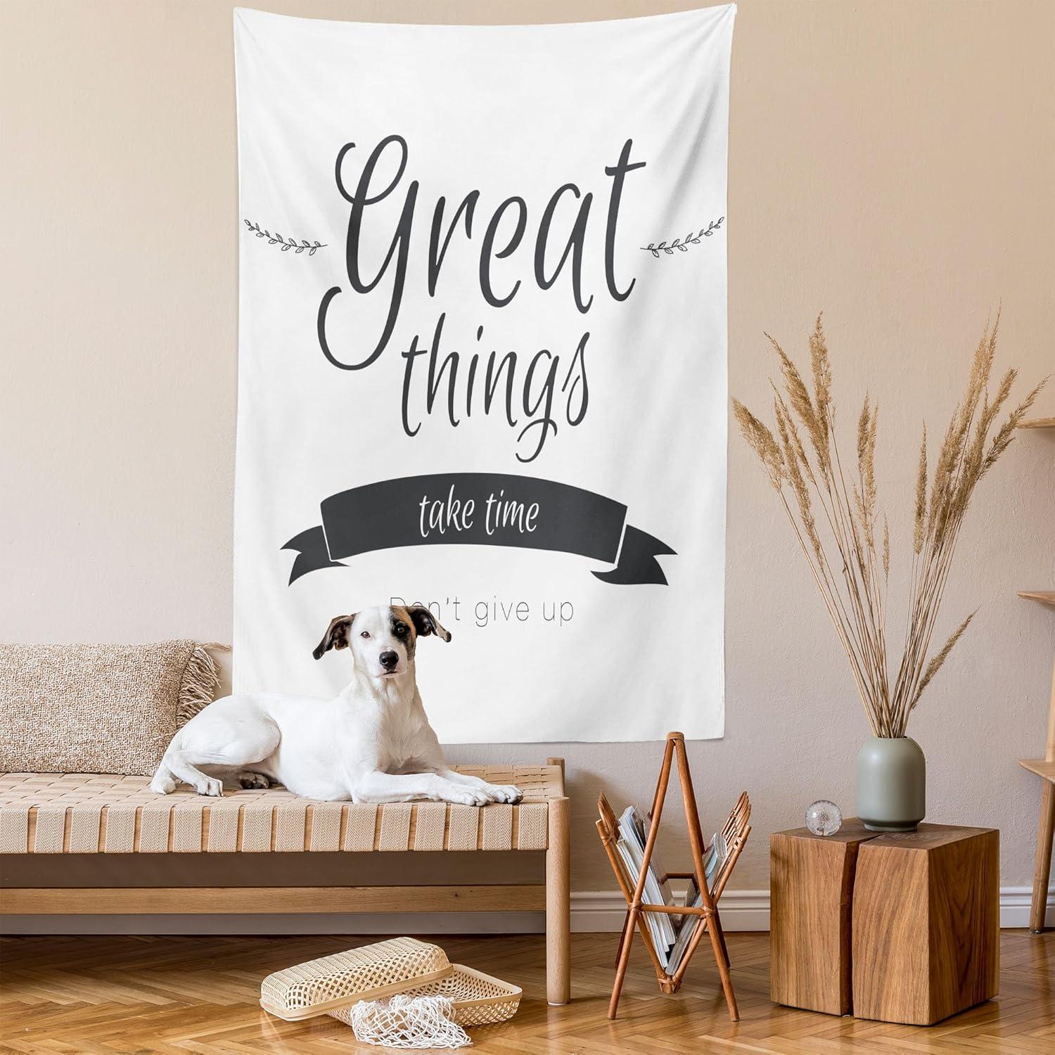 imageAmbesonne Saying Tapestry Modern Inspirational Lettering Thing Take Time Dont Give up Lifestyle Fabric Wall Hanging Decor for Bedroom Living Room Dorm 30 X 45 Black White
