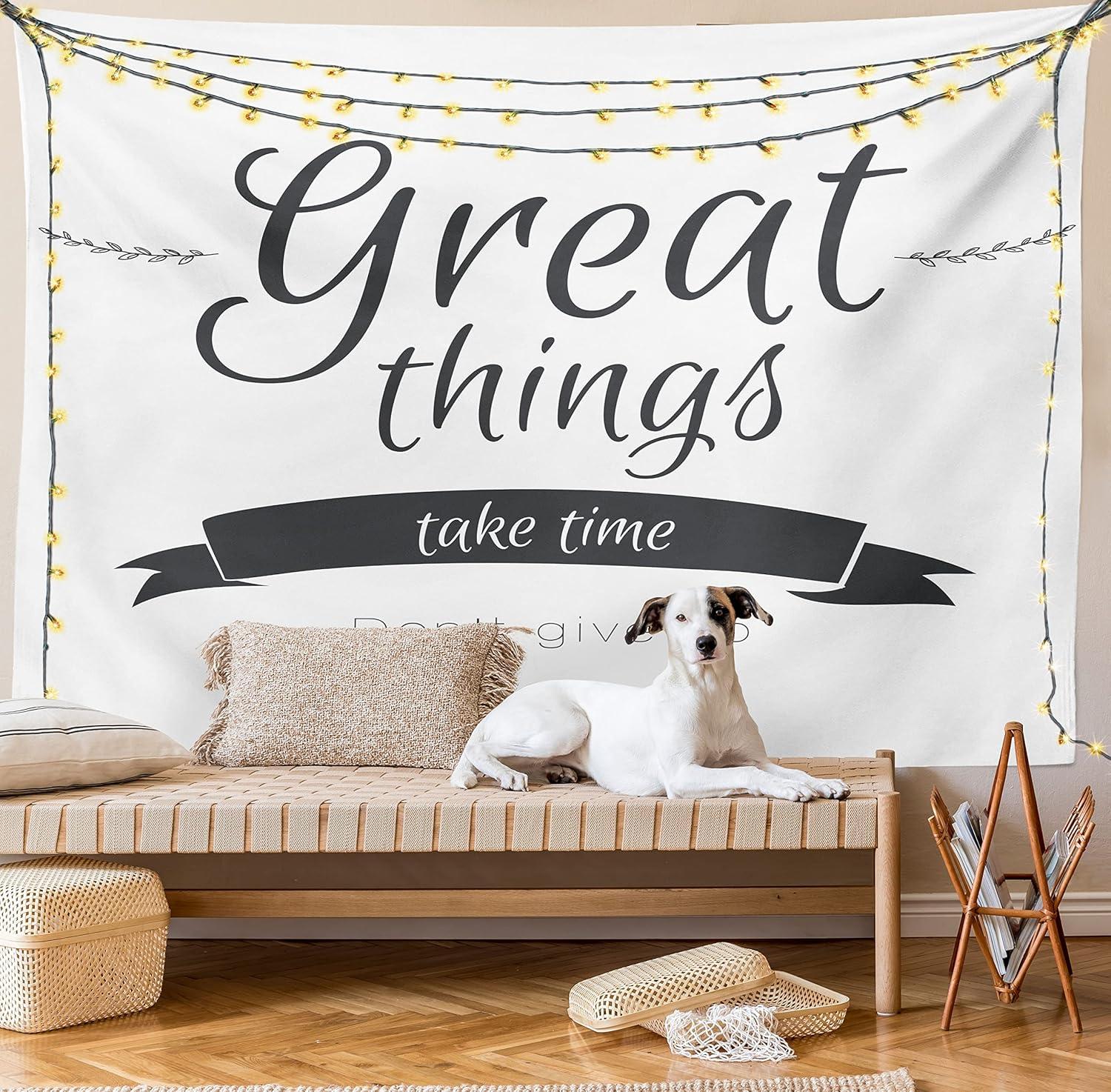imageAmbesonne Saying Tapestry Modern Inspirational Lettering Thing Take Time Dont Give up Lifestyle Fabric Wall Hanging Decor for Bedroom Living Room Dorm 30 X 45 Black White