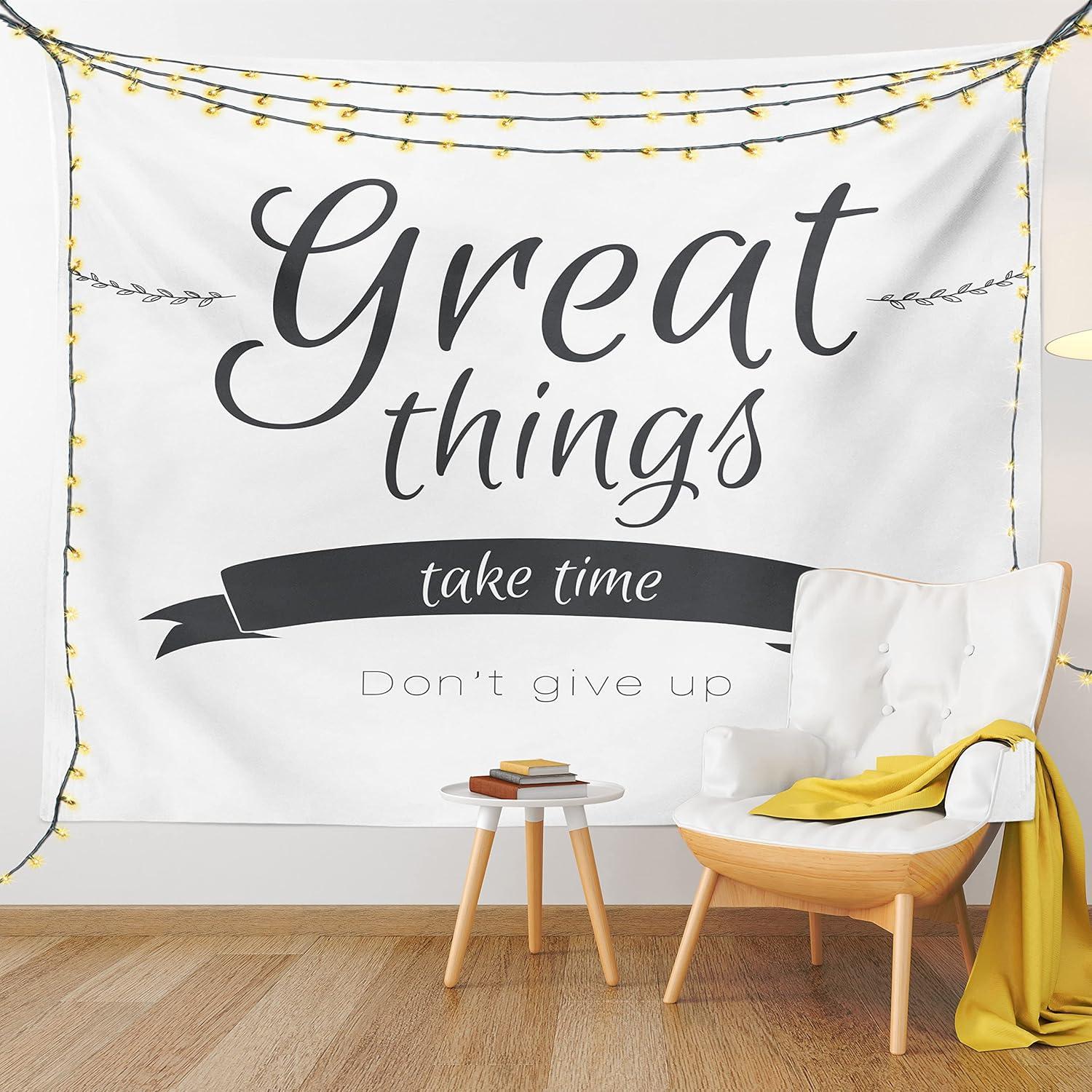 imageAmbesonne Saying Tapestry Modern Inspirational Lettering Thing Take Time Dont Give up Lifestyle Fabric Wall Hanging Decor for Bedroom Living Room Dorm 30 X 45 Black White