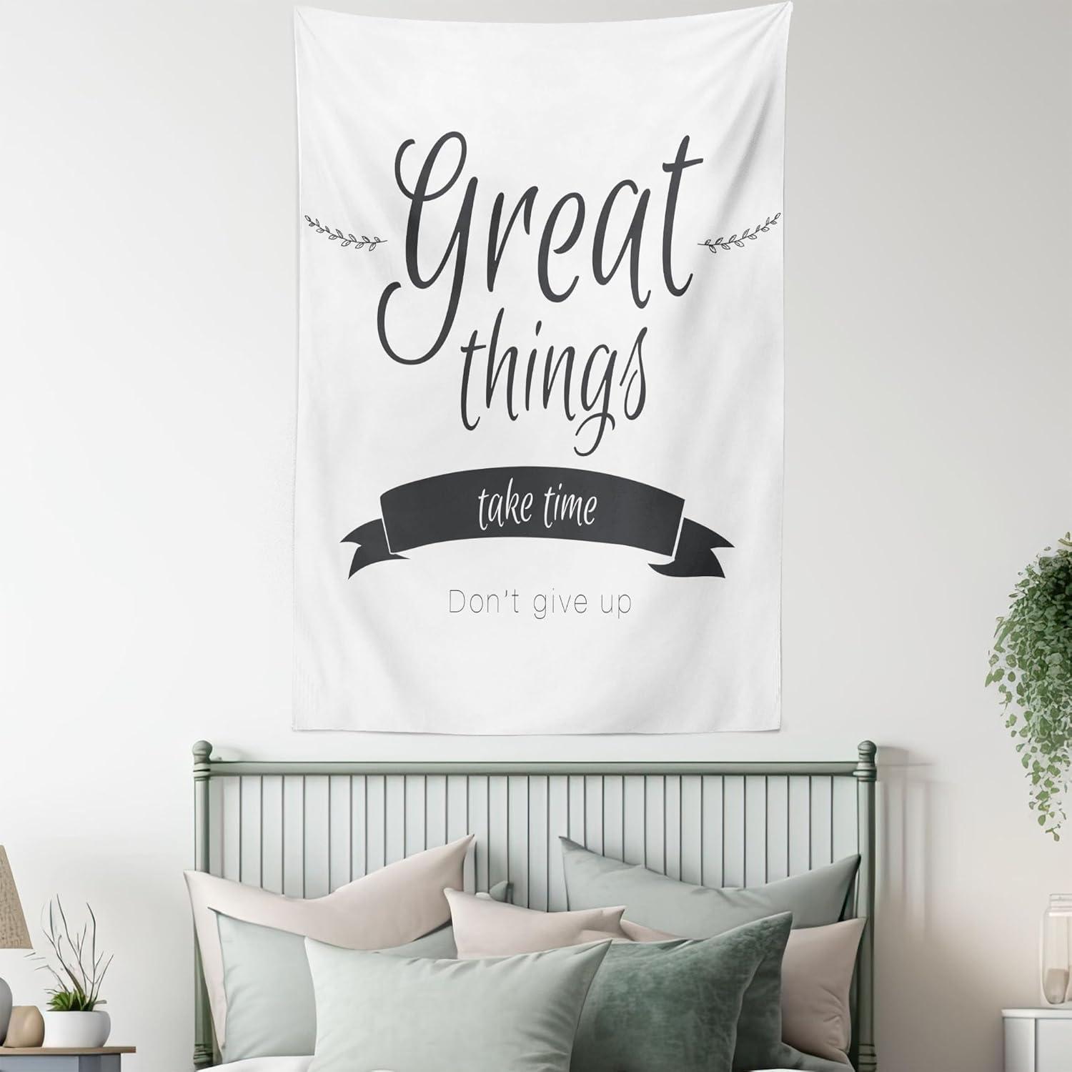 imageAmbesonne Saying Tapestry Modern Inspirational Lettering Thing Take Time Dont Give up Lifestyle Fabric Wall Hanging Decor for Bedroom Living Room Dorm 30 X 45 Black White