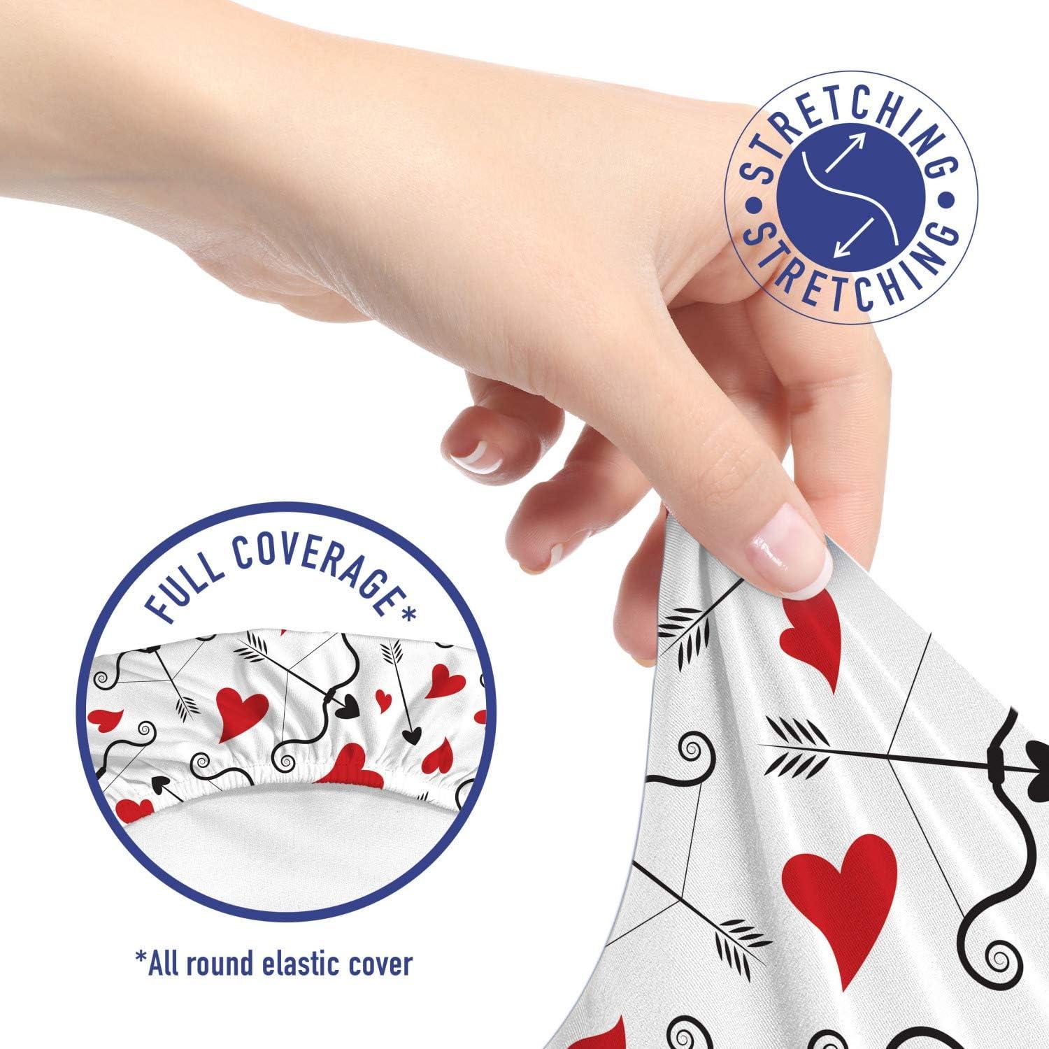 imageAmbesonne Valentines Office Chair Slipcover Arrows of Cupid Mythological Concepts Hearts with Love and Adoration Themes Protective Stretch Decorative Fabric Cover Black Red White