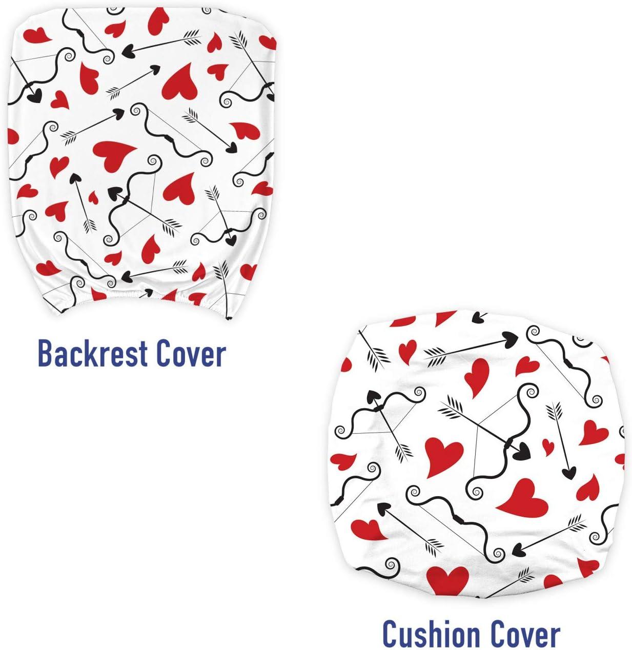 imageAmbesonne Valentines Office Chair Slipcover Arrows of Cupid Mythological Concepts Hearts with Love and Adoration Themes Protective Stretch Decorative Fabric Cover Black Red White