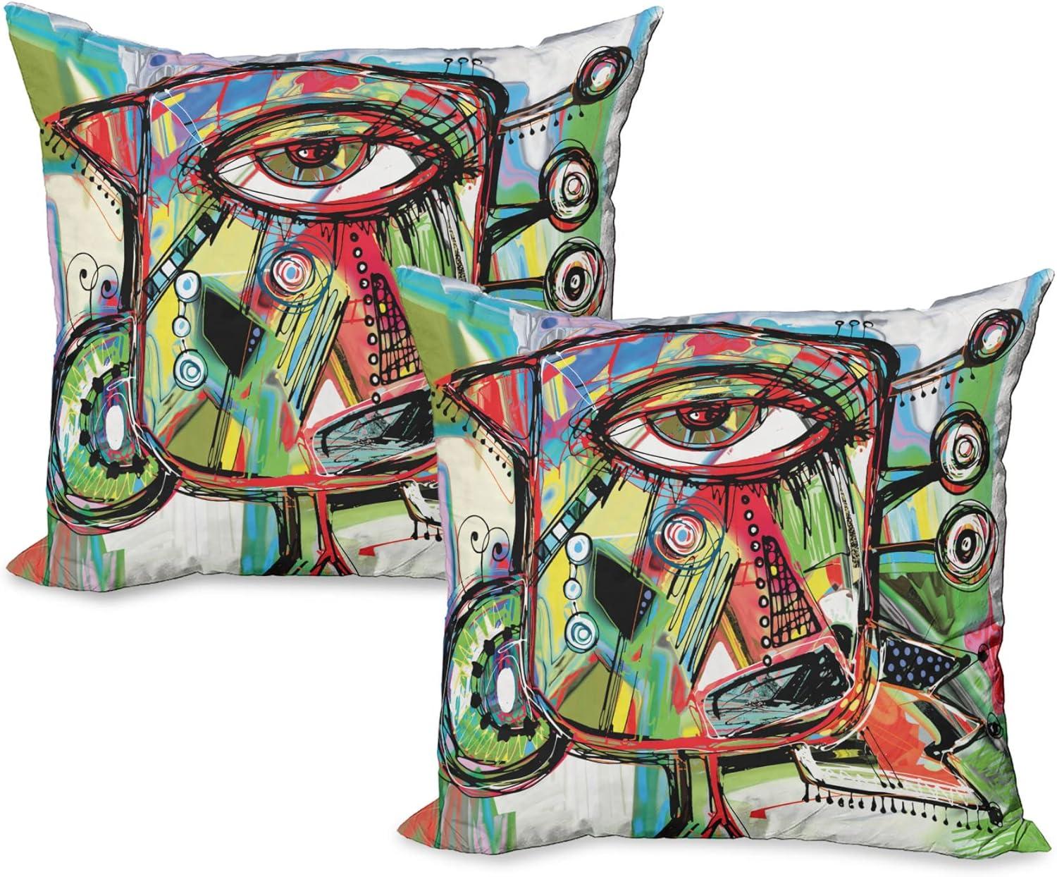 imageAmbesonne Western Decorative Throw Pillow Case Pack of 2 Traditional Rodeo Cowboy Hat and Cowgirl Boots Retro Grunge Background Art Photo Couch Bedroom Living Room Cushion Cover 20 Brown BlackGreen Coral