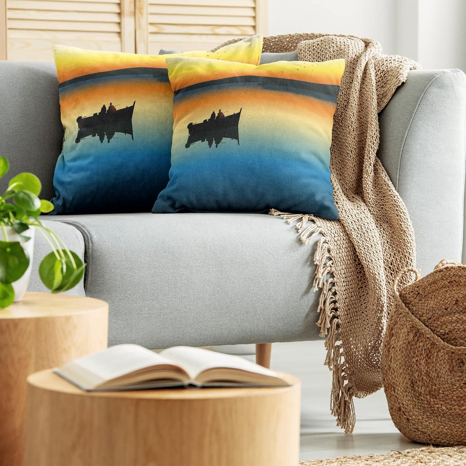imageAmbesonne Western Decorative Throw Pillow Case Pack of 2 Traditional Rodeo Cowboy Hat and Cowgirl Boots Retro Grunge Background Art Photo Couch Bedroom Living Room Cushion Cover 20 Brown BlackOrange Blue