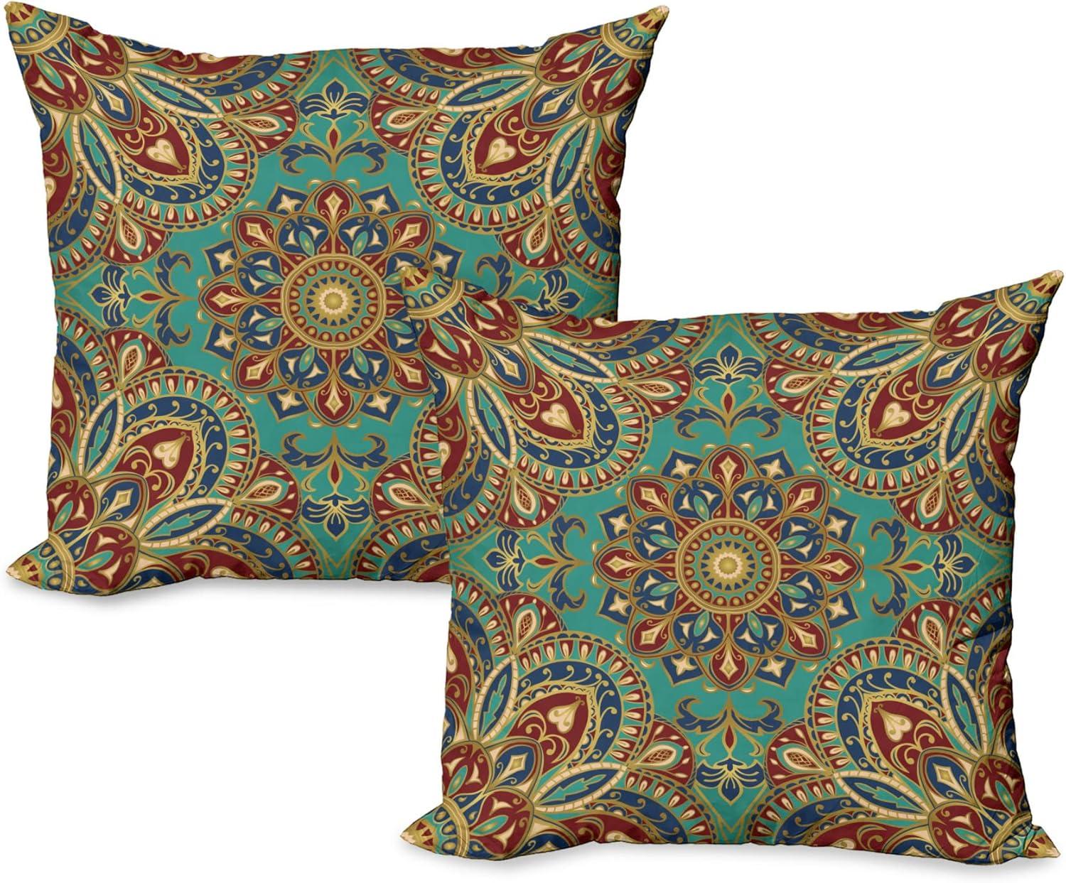 imageAmbesonne Western Decorative Throw Pillow Case Pack of 2 Traditional Rodeo Cowboy Hat and Cowgirl Boots Retro Grunge Background Art Photo Couch Bedroom Living Room Cushion Cover 20 Brown BlackTeal Indigo