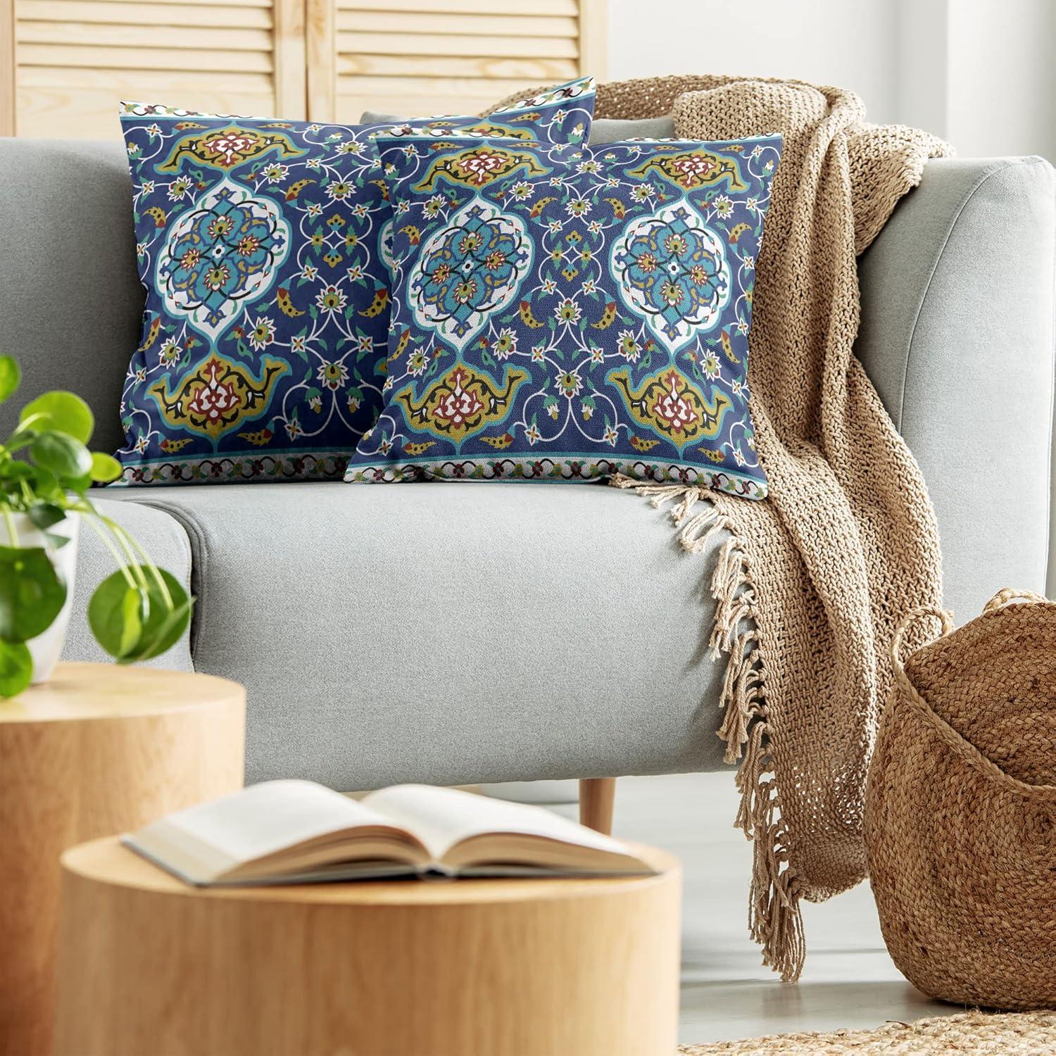 imageAmbesonne Western Decorative Throw Pillow Case Pack of 2 Traditional Rodeo Cowboy Hat and Cowgirl Boots Retro Grunge Background Art Photo Couch Bedroom Living Room Cushion Cover 20 Brown BlackBlue Mustard
