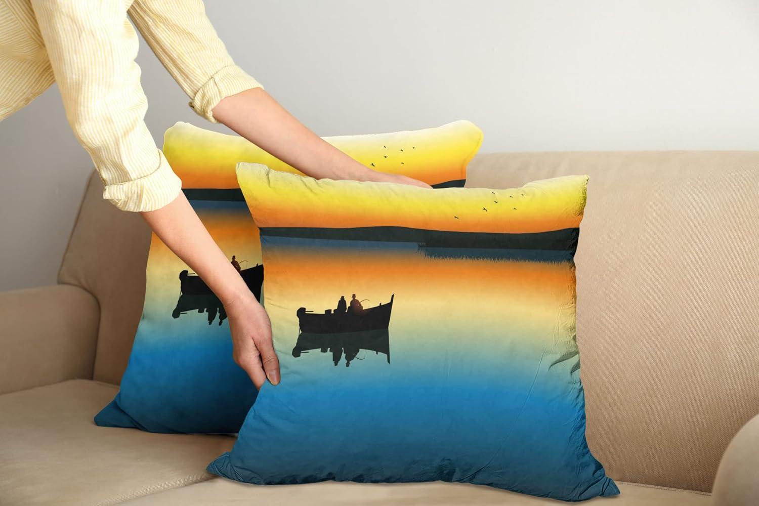 imageAmbesonne Western Decorative Throw Pillow Case Pack of 2 Traditional Rodeo Cowboy Hat and Cowgirl Boots Retro Grunge Background Art Photo Couch Bedroom Living Room Cushion Cover 20 Brown BlackOrange Blue