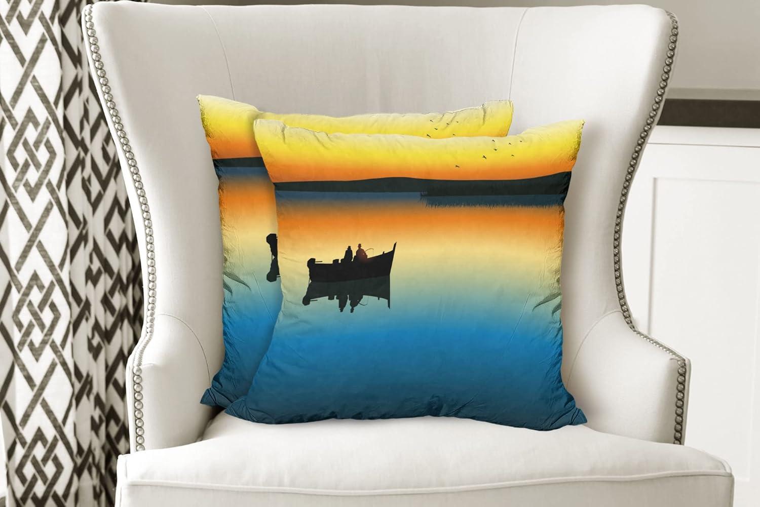 imageAmbesonne Western Decorative Throw Pillow Case Pack of 2 Traditional Rodeo Cowboy Hat and Cowgirl Boots Retro Grunge Background Art Photo Couch Bedroom Living Room Cushion Cover 20 Brown BlackOrange Blue
