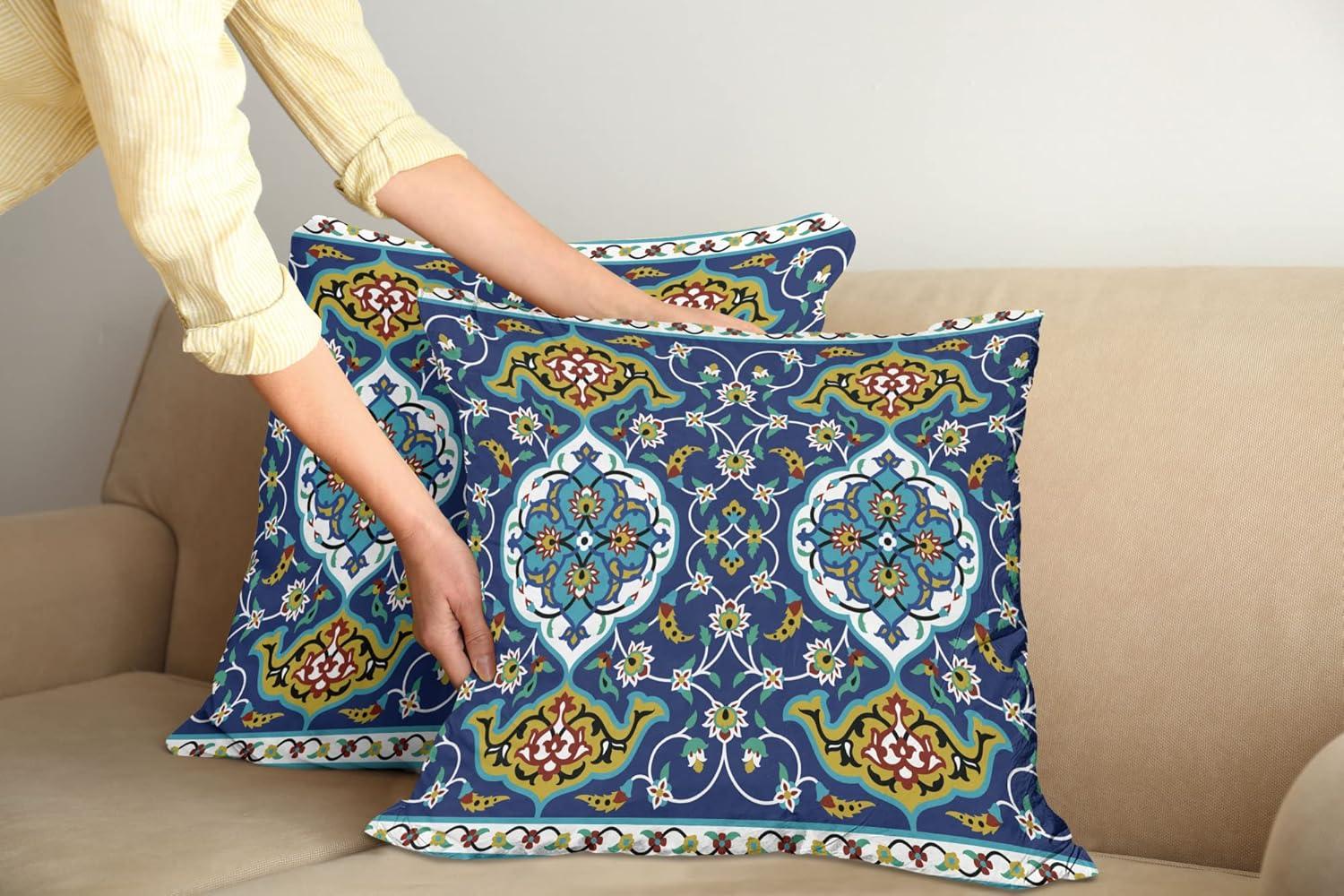 imageAmbesonne Western Decorative Throw Pillow Case Pack of 2 Traditional Rodeo Cowboy Hat and Cowgirl Boots Retro Grunge Background Art Photo Couch Bedroom Living Room Cushion Cover 20 Brown BlackBlue Mustard