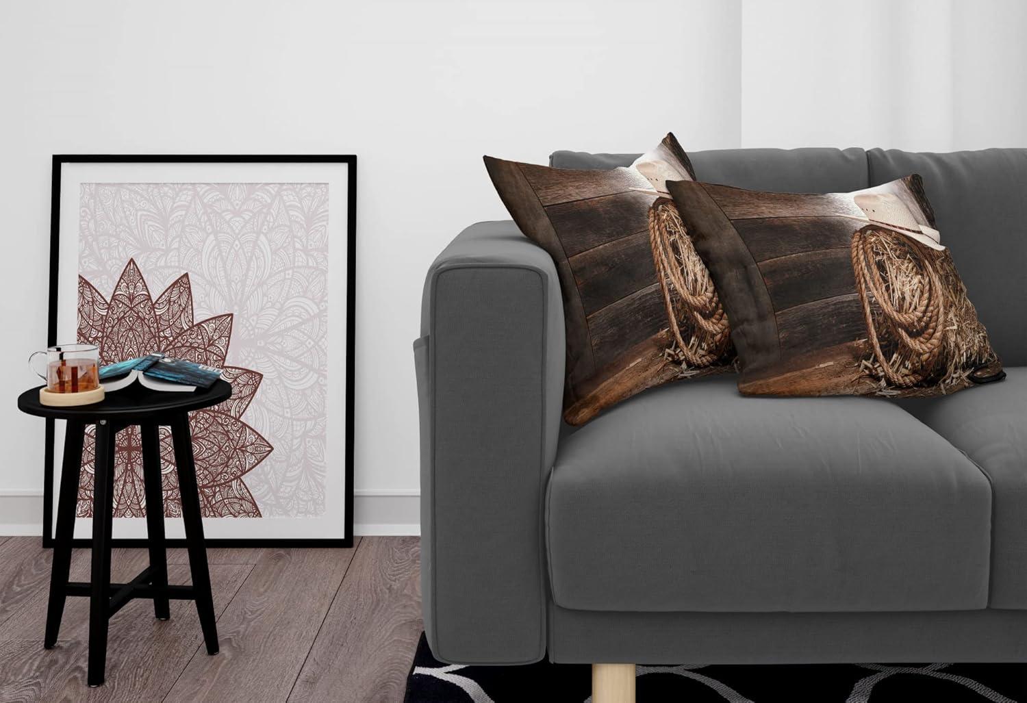 imageAmbesonne Western Decorative Throw Pillow Case Pack of 2 Traditional Rodeo Cowboy Hat and Cowgirl Boots Retro Grunge Background Art Photo Couch Bedroom Living Room Cushion Cover 20 Brown BlackBrown Umber
