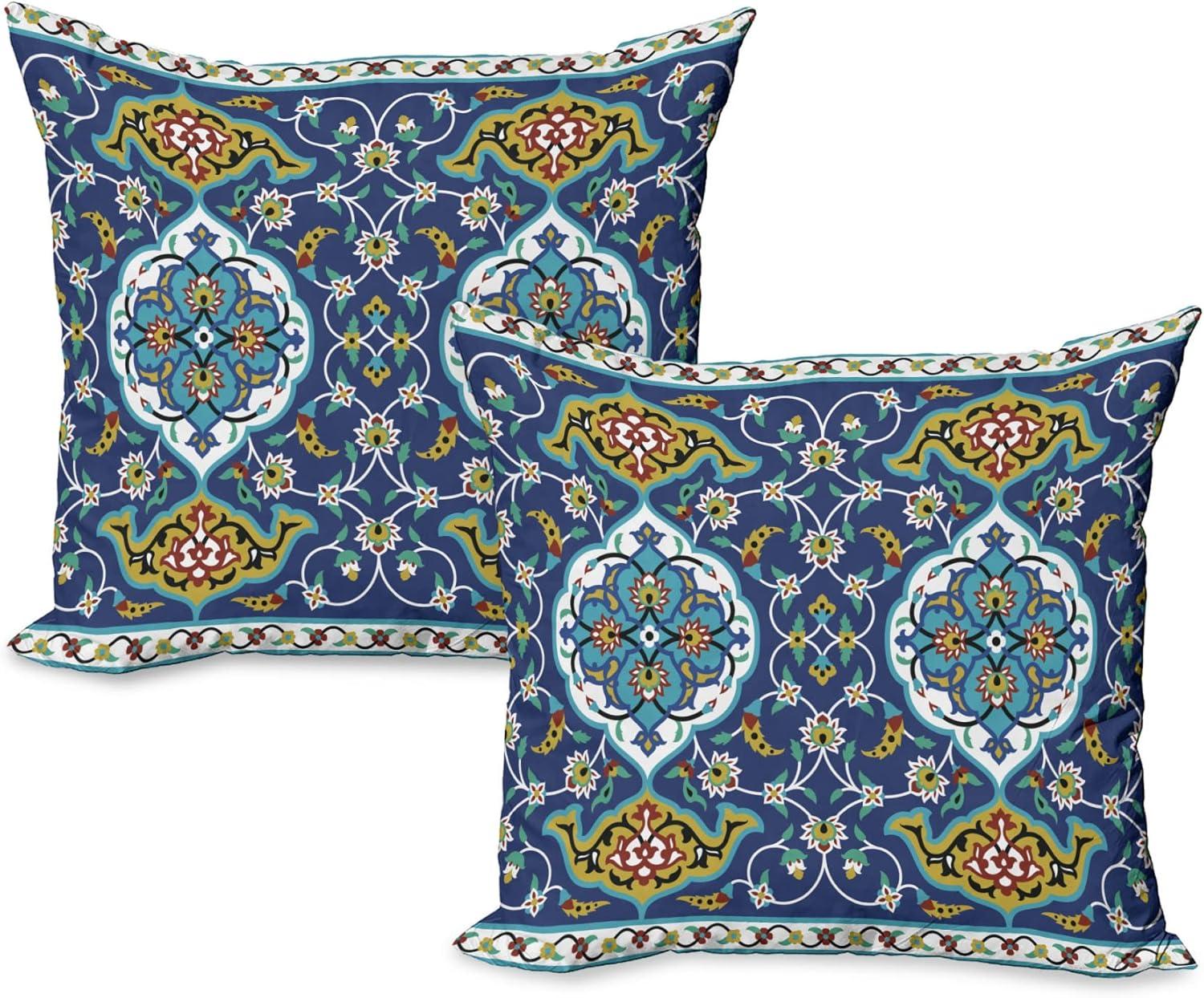 imageAmbesonne Western Decorative Throw Pillow Case Pack of 2 Traditional Rodeo Cowboy Hat and Cowgirl Boots Retro Grunge Background Art Photo Couch Bedroom Living Room Cushion Cover 20 Brown BlackBlue Mustard