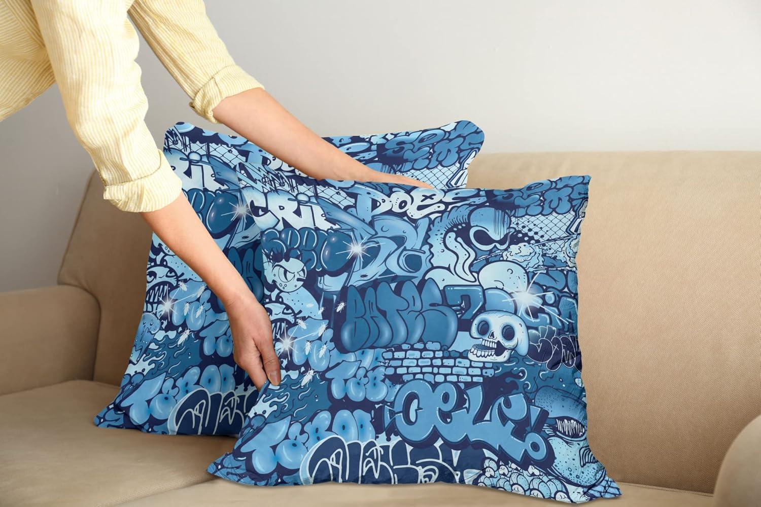 imageAmbesonne Western Decorative Throw Pillow Case Pack of 2 Traditional Rodeo Cowboy Hat and Cowgirl Boots Retro Grunge Background Art Photo Couch Bedroom Living Room Cushion Cover 20 Brown BlackBlue Navy