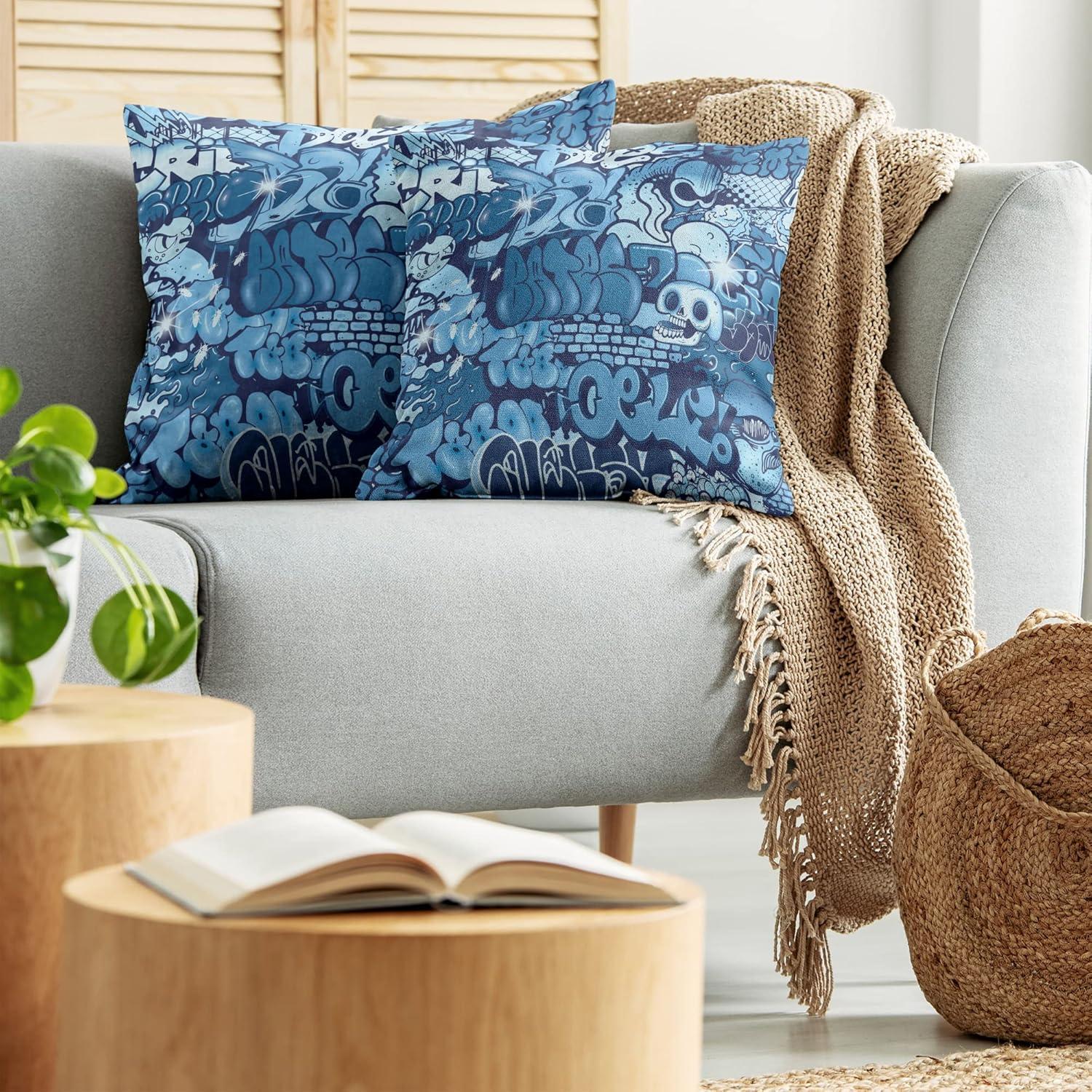 imageAmbesonne Western Decorative Throw Pillow Case Pack of 2 Traditional Rodeo Cowboy Hat and Cowgirl Boots Retro Grunge Background Art Photo Couch Bedroom Living Room Cushion Cover 20 Brown BlackBlue Navy