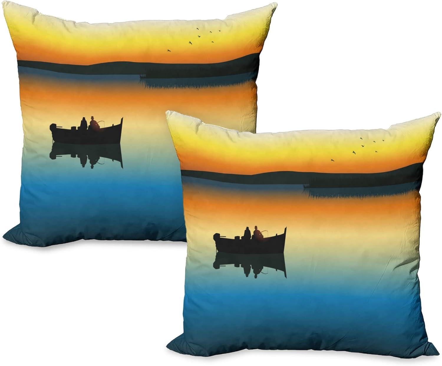 imageAmbesonne Western Decorative Throw Pillow Case Pack of 2 Traditional Rodeo Cowboy Hat and Cowgirl Boots Retro Grunge Background Art Photo Couch Bedroom Living Room Cushion Cover 20 Brown BlackOrange Blue