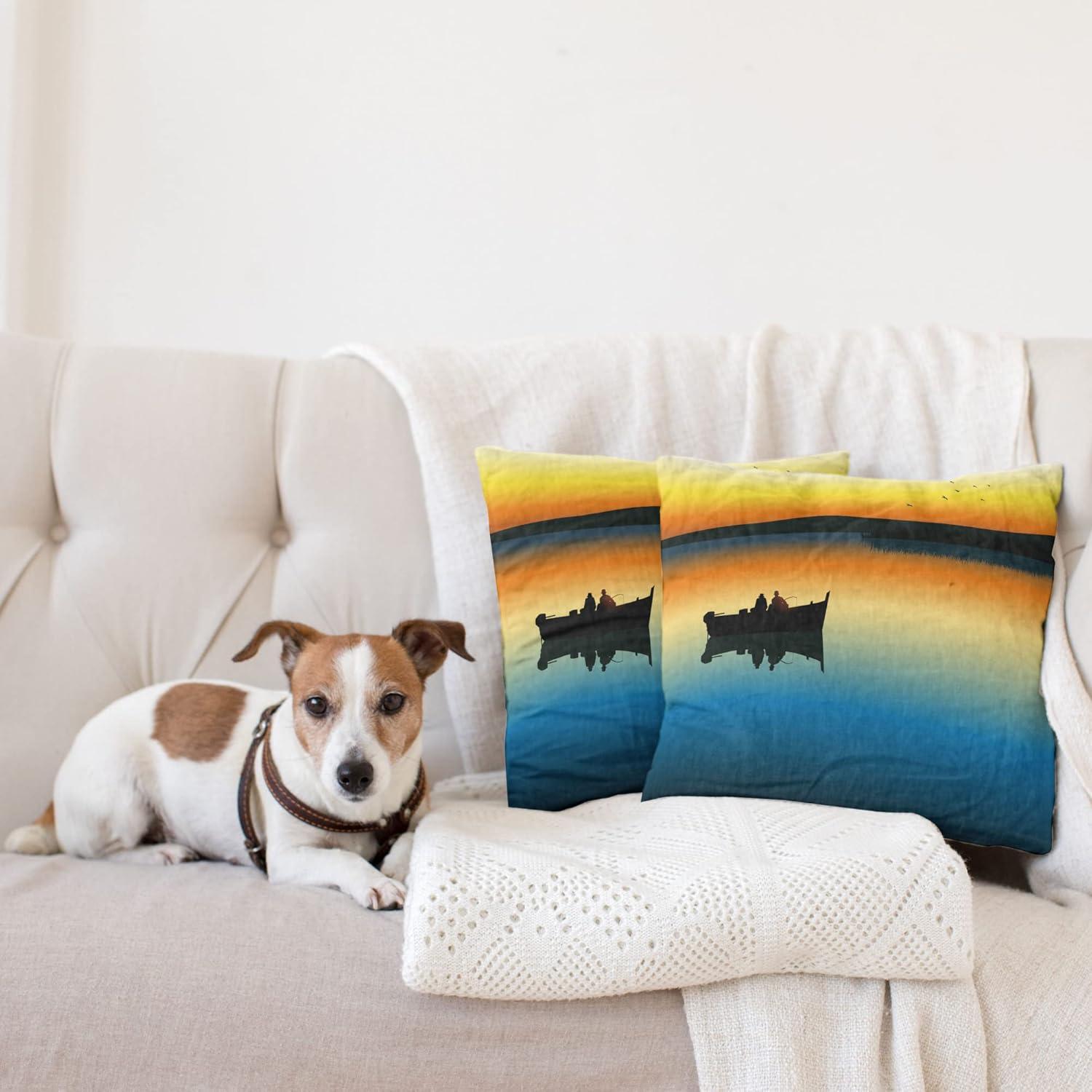 imageAmbesonne Western Decorative Throw Pillow Case Pack of 2 Traditional Rodeo Cowboy Hat and Cowgirl Boots Retro Grunge Background Art Photo Couch Bedroom Living Room Cushion Cover 20 Brown BlackOrange Blue