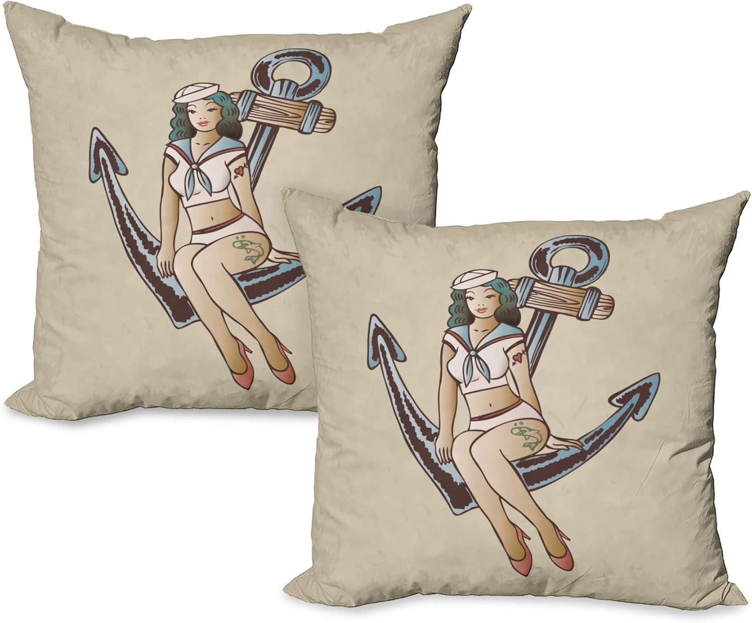 imageAmbesonne Western Decorative Throw Pillow Case Pack of 2 Traditional Rodeo Cowboy Hat and Cowgirl Boots Retro Grunge Background Art Photo Couch Bedroom Living Room Cushion Cover 20 Brown BlackMulticolor