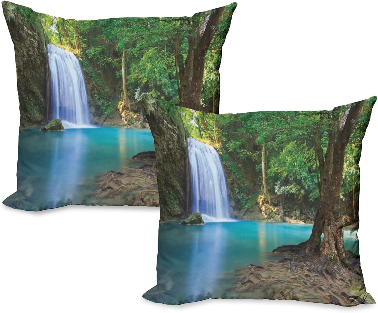 imageAmbesonne Western Decorative Throw Pillow Case Pack of 2 Traditional Rodeo Cowboy Hat and Cowgirl Boots Retro Grunge Background Art Photo Couch Bedroom Living Room Cushion Cover 20 Brown BlackTurquoise Green
