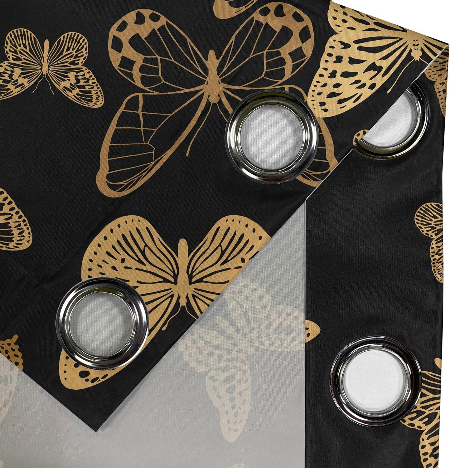 imageAmbesonne Wingy Art Grommet Curtain Melancholic Pattern of Autumnal Colors Butterfly Silhouettes Print Decorative 2Panel Window Drapes for Bedroom Living Room 50 x 72 Charcoal Grey Dark Yellow
