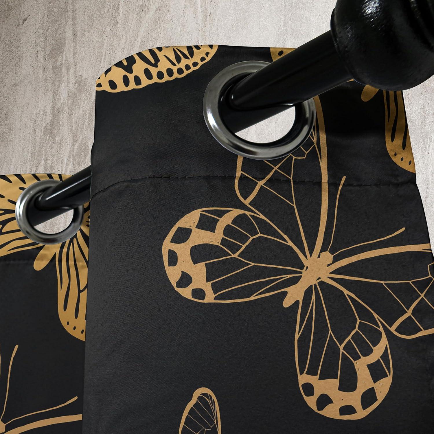 imageAmbesonne Wingy Art Grommet Curtain Melancholic Pattern of Autumnal Colors Butterfly Silhouettes Print Decorative 2Panel Window Drapes for Bedroom Living Room 50 x 72 Charcoal Grey Dark Yellow