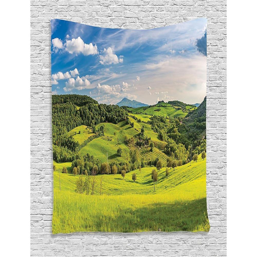 imageAmbesonne Antique Tapestry Old World Map Texture Nostalgic Plan Atlas Trace of Life Wide Wall Hanging for Bedroom Living Room Dorm 60 X 40 Khaki BeigeSky Blue Apple Green