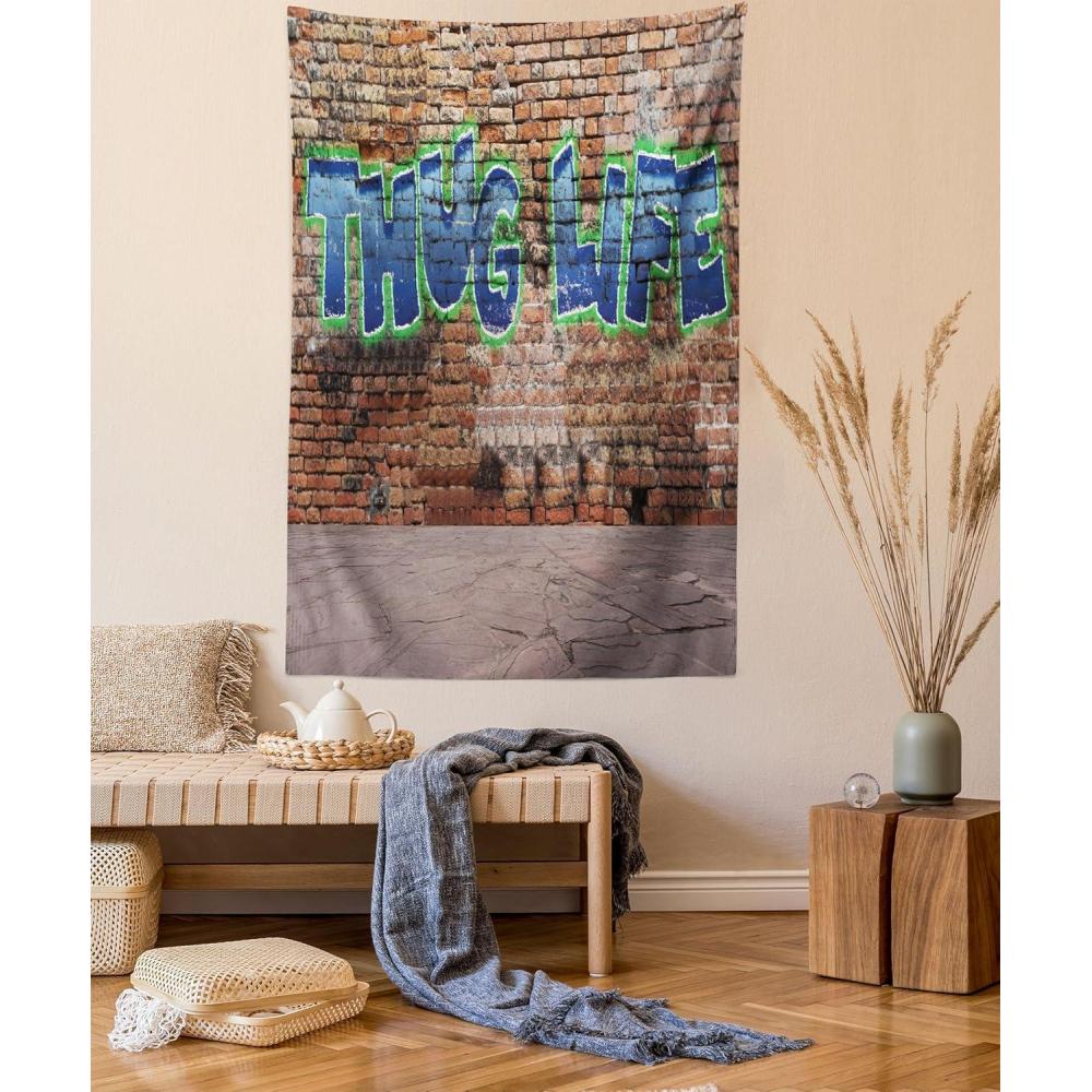 imageAmbesonne Antique Tapestry Old World Map Texture Nostalgic Plan Atlas Trace of Life Wide Wall Hanging for Bedroom Living Room Dorm 60 X 40 Khaki BeigeBrown Blue