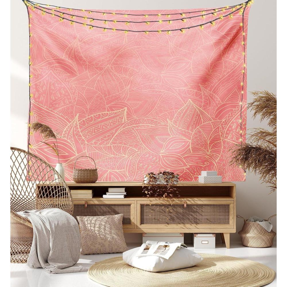 imageAmbesonne Antique Tapestry Old World Map Texture Nostalgic Plan Atlas Trace of Life Wide Wall Hanging for Bedroom Living Room Dorm 60 X 40 Khaki BeigePeach Coral