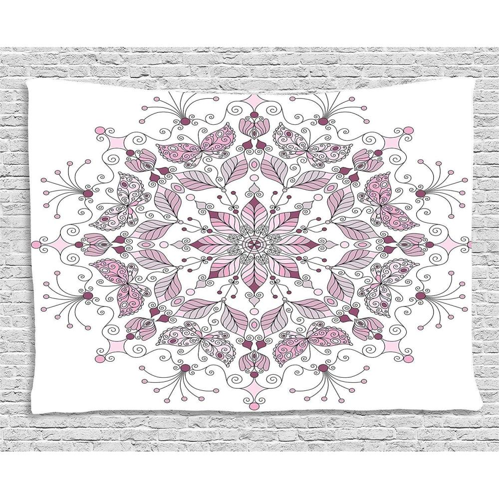 imageAmbesonne Antique Tapestry Old World Map Texture Nostalgic Plan Atlas Trace of Life Wide Wall Hanging for Bedroom Living Room Dorm 60 X 40 Khaki BeigePink White